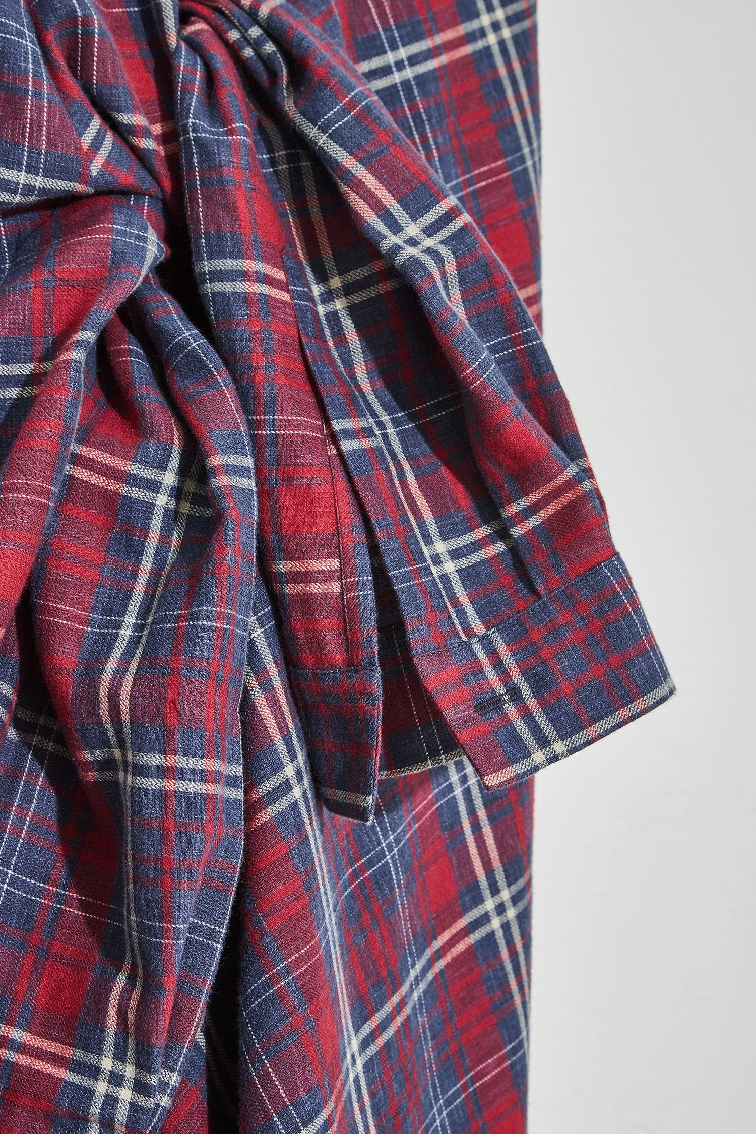 Dress With Sleeve Detail At Back Red/Navy Tartan