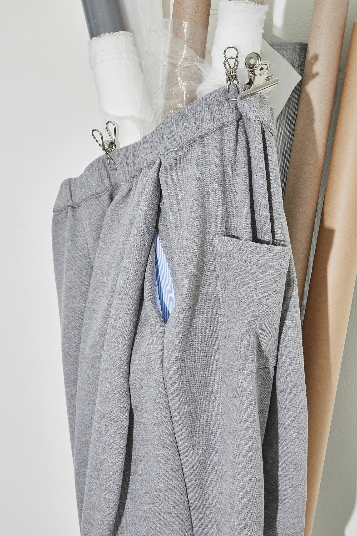 Pleated Wide Leg Pants Grey Marle