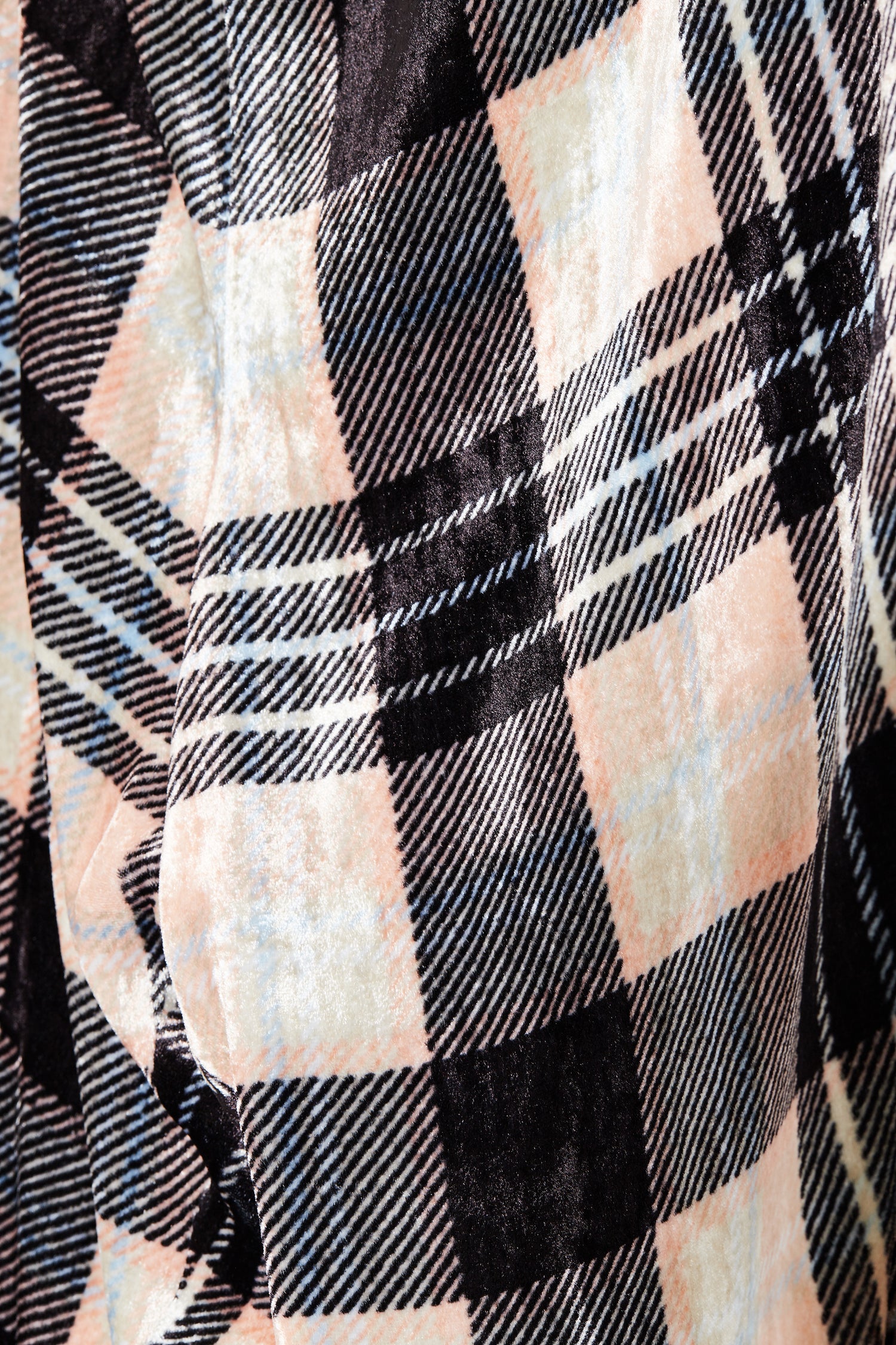Straight leg velvet tartan pants