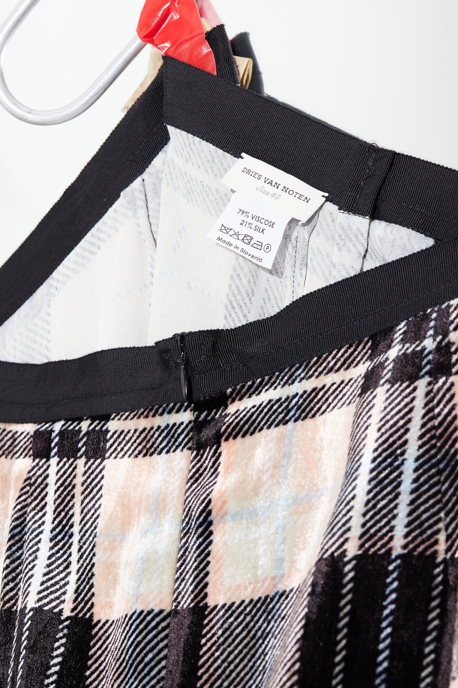 Straight leg velvet tartan pants