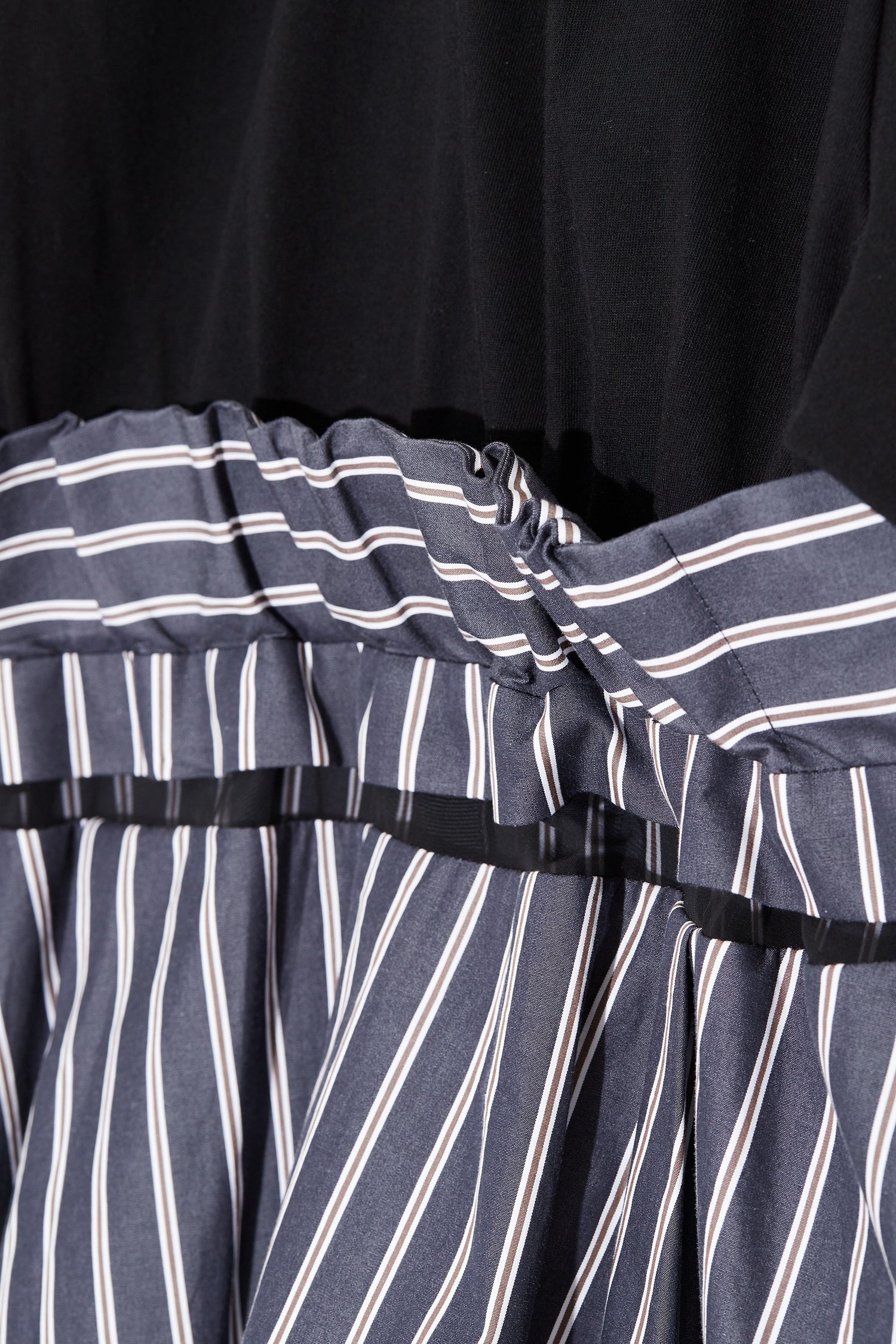 Sheer Stripe Contrast Panel T-shirt