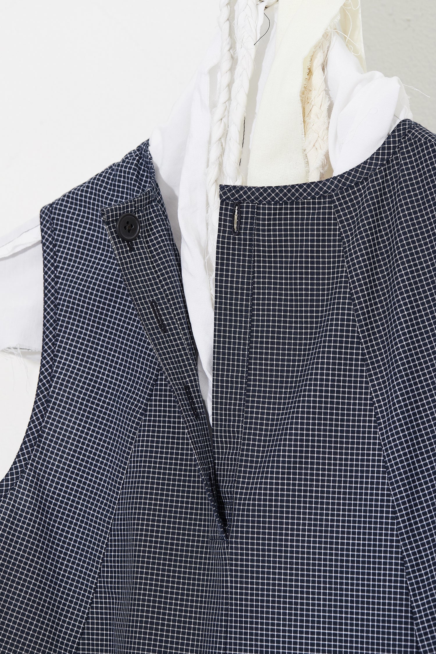 Dress With Sleeve Detail At Back Navy Check