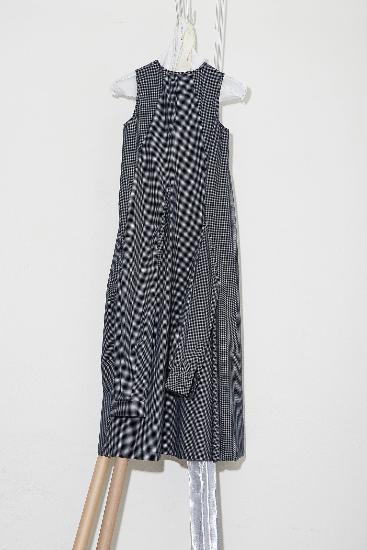 Dress With Sleeve Detail At Back Navy Check