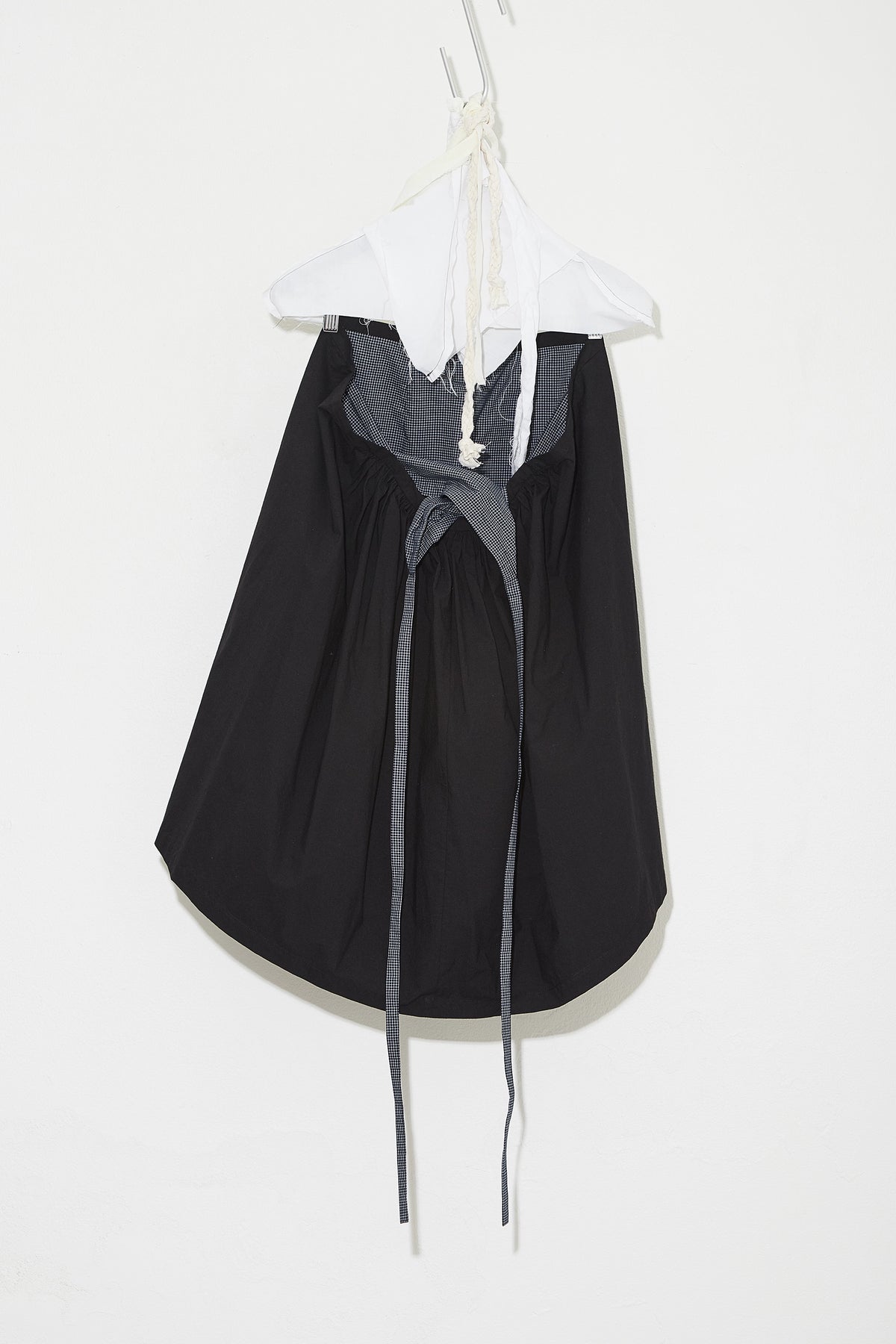 Mid length Bustle Skirt Black with Navy Check