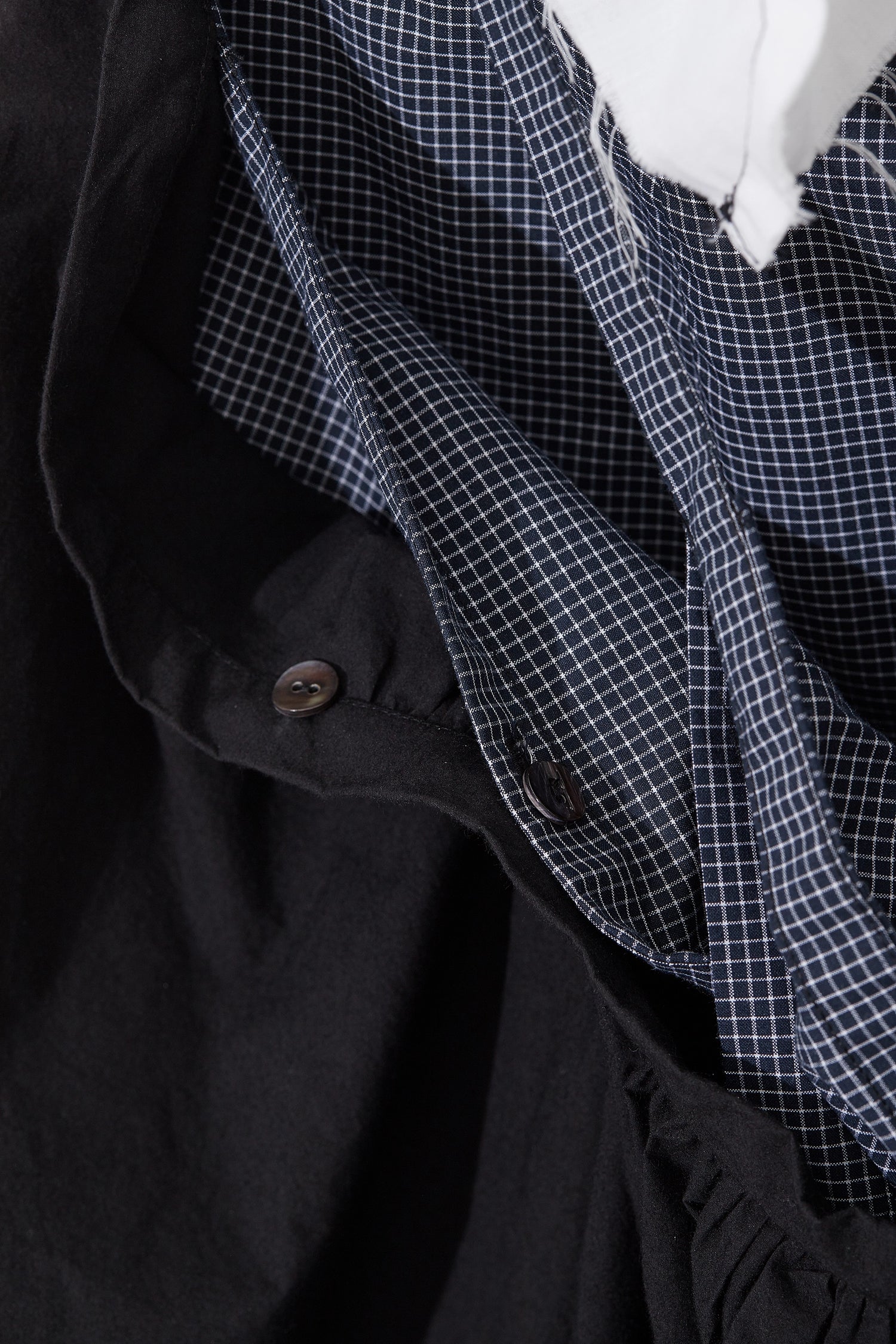 Mid length Bustle Skirt Black with Navy Check