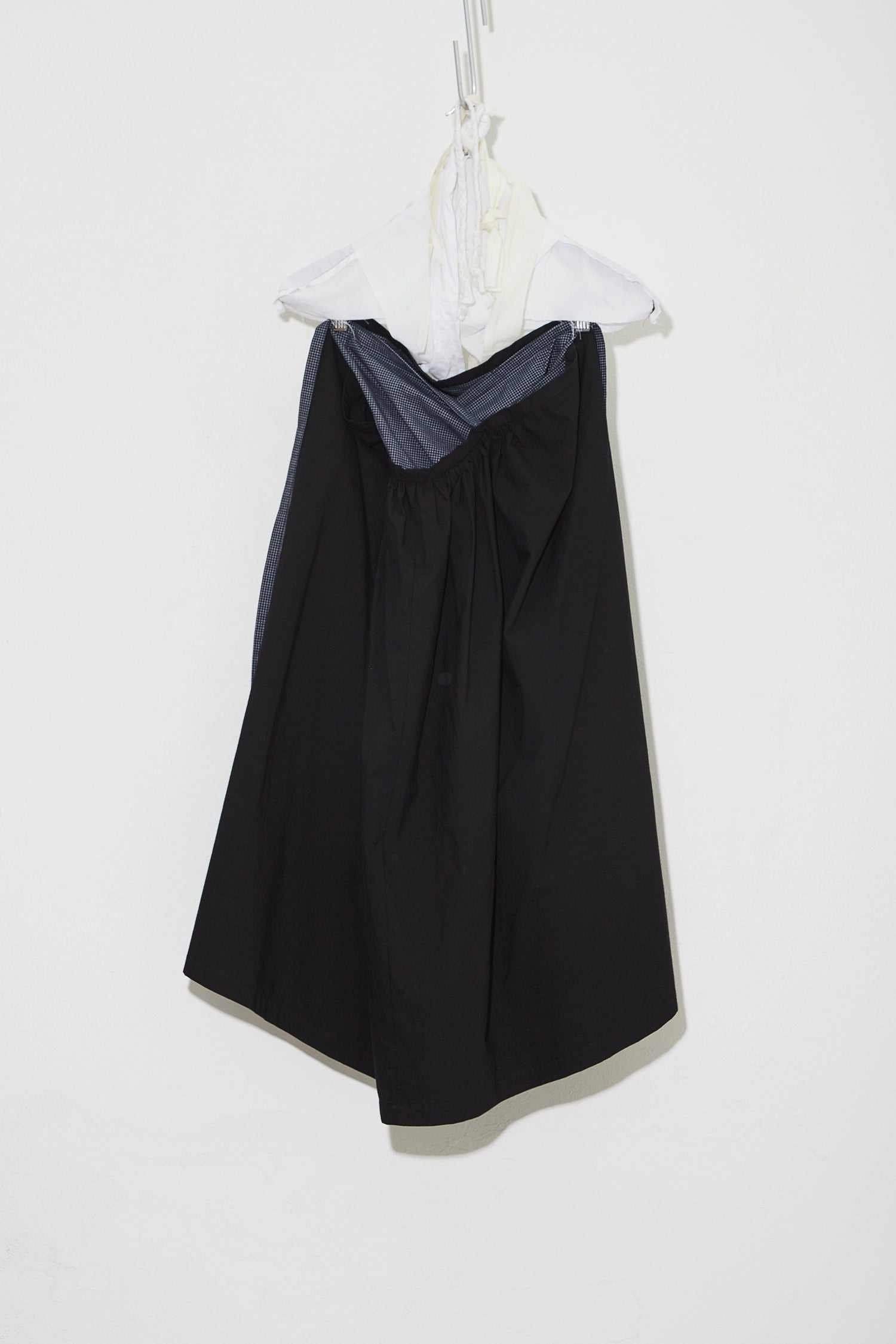 Full length Bustle Skirt Black with Navy Check