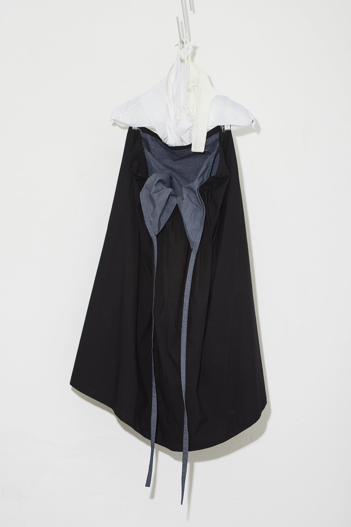 Full length Bustle Skirt Black with Navy Check