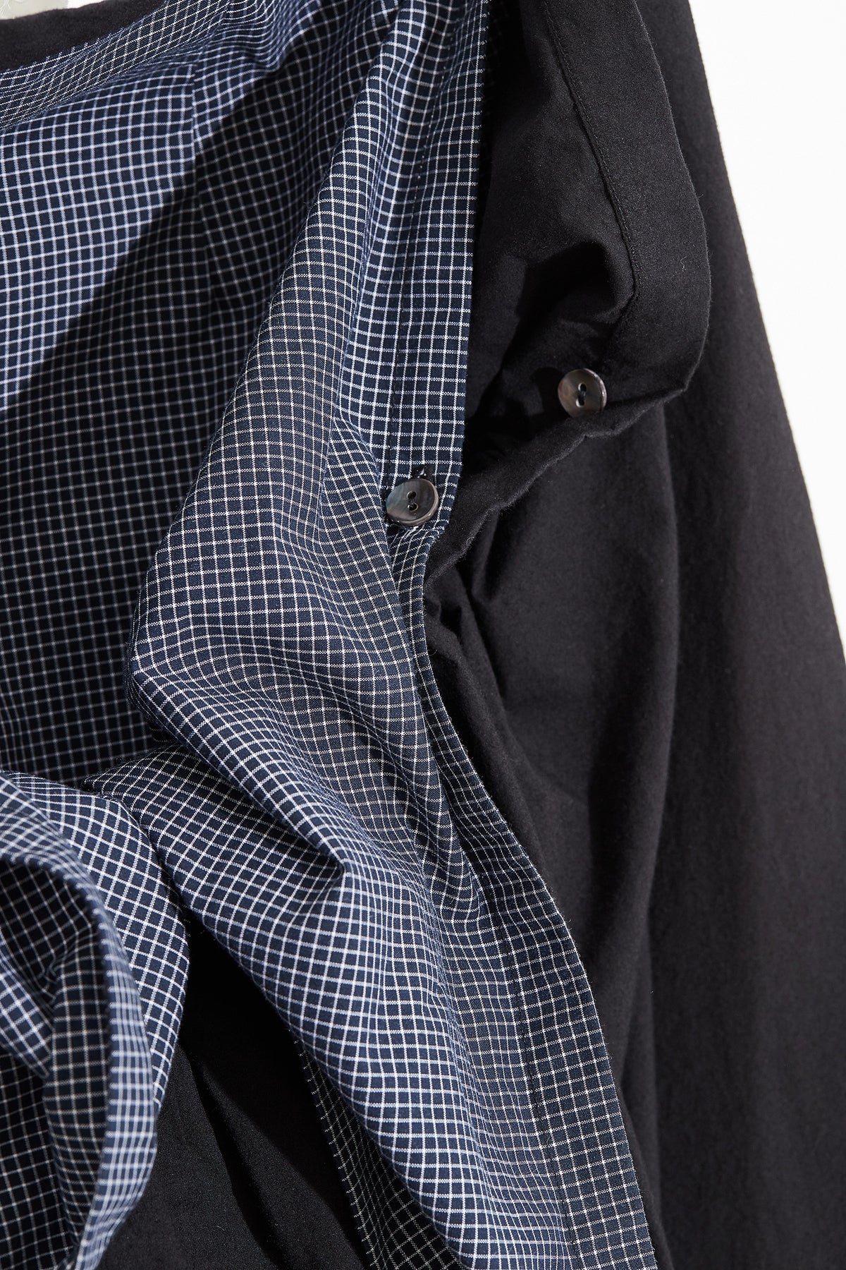 Full length Bustle Skirt Black with Navy Check