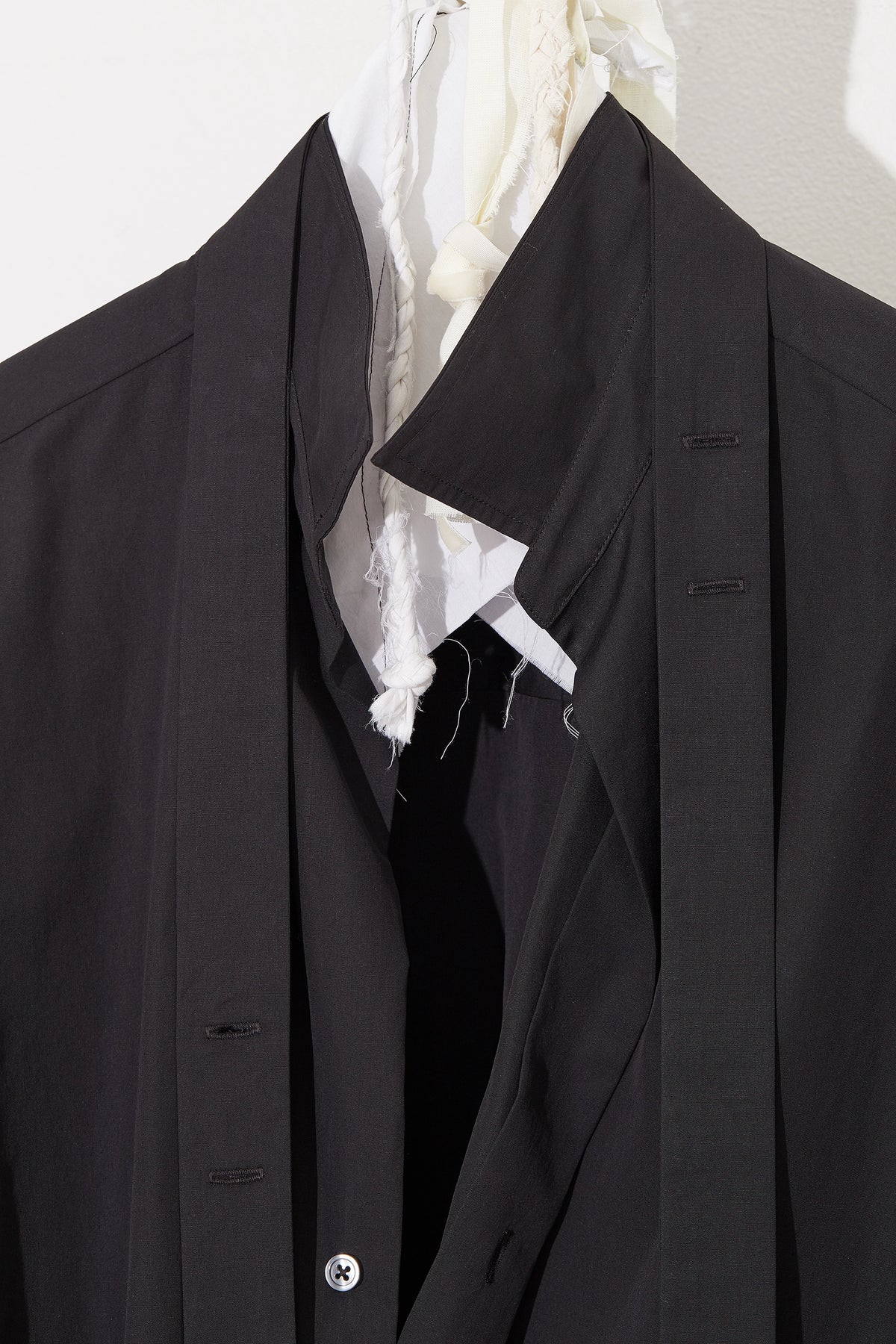Oversized Collared Shirt with Tie in Black