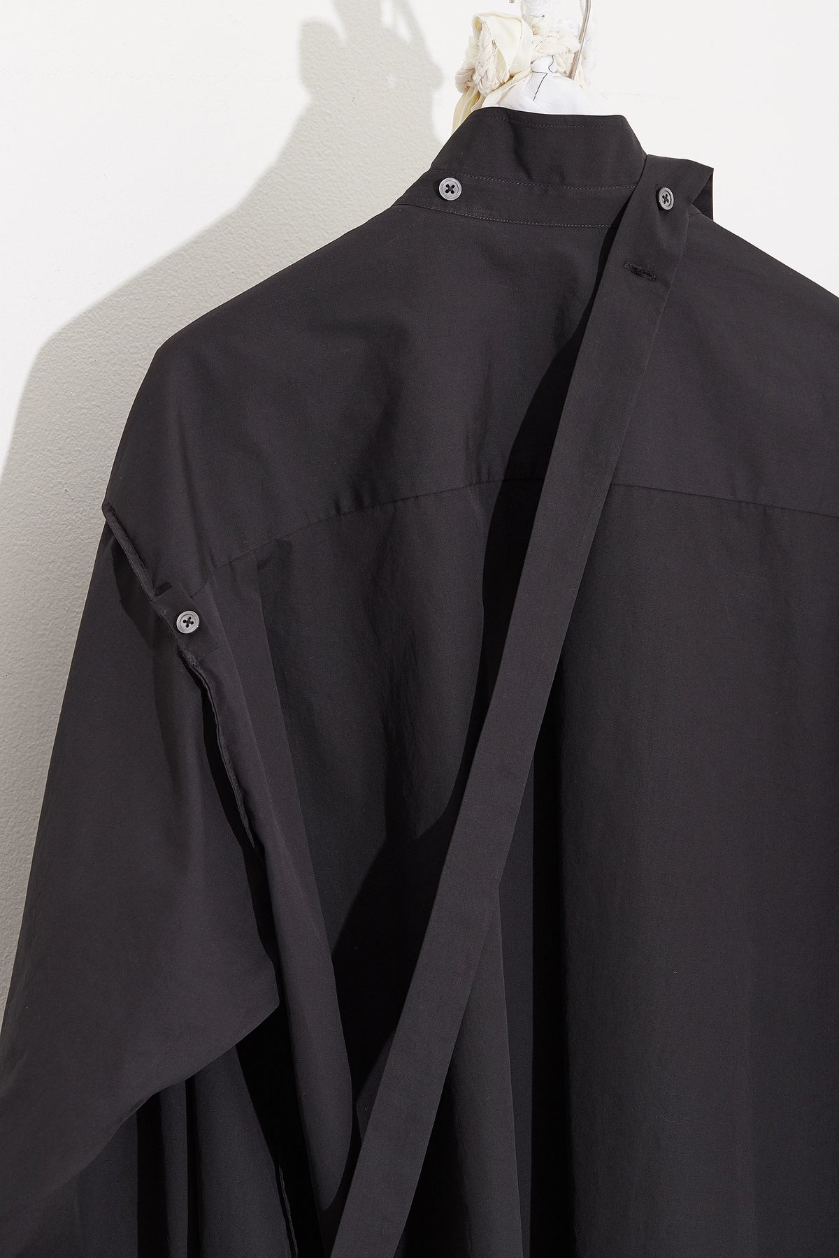 Oversized Collared Shirt with Tie in Black