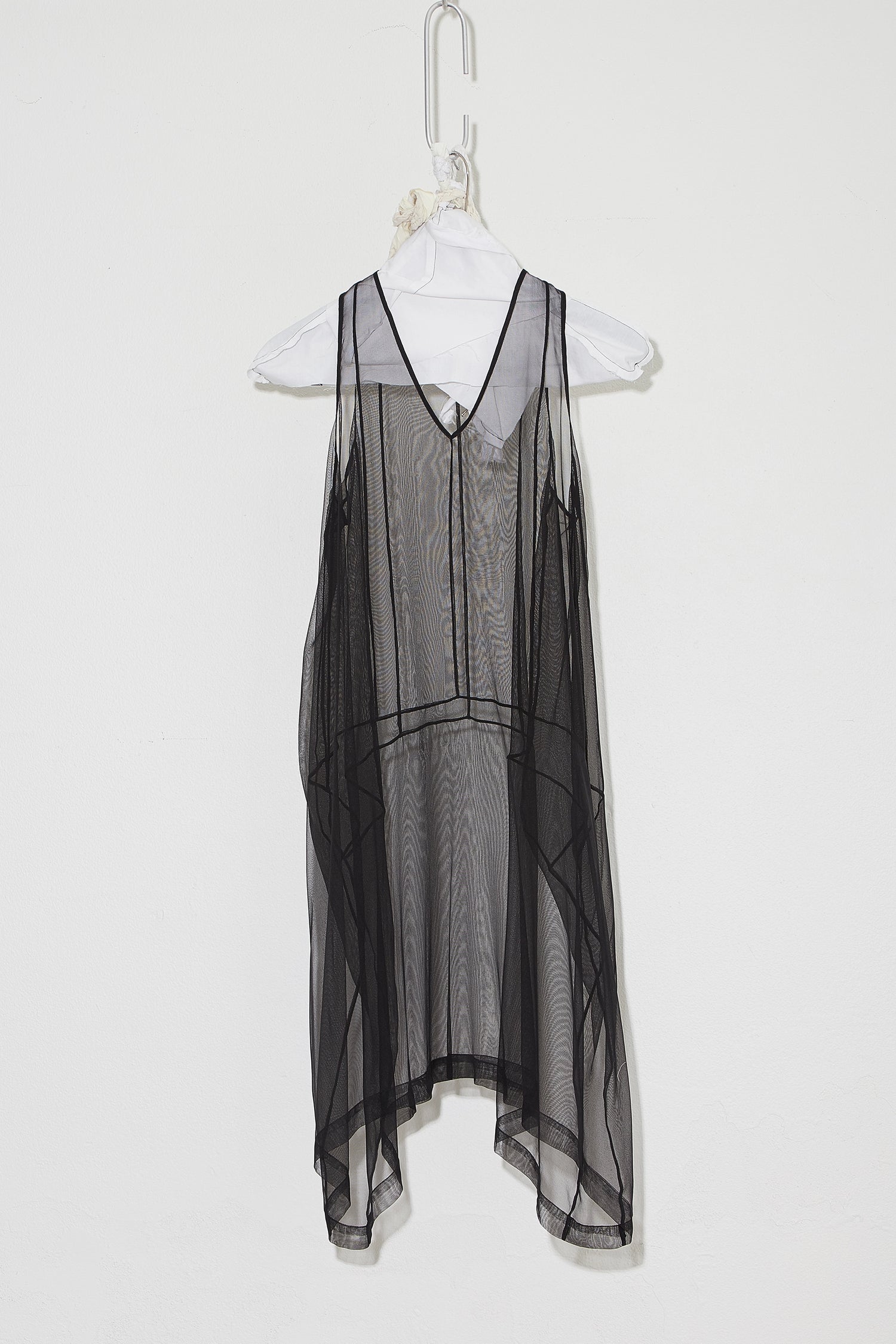 Panelled Silk Mesh Dress Black