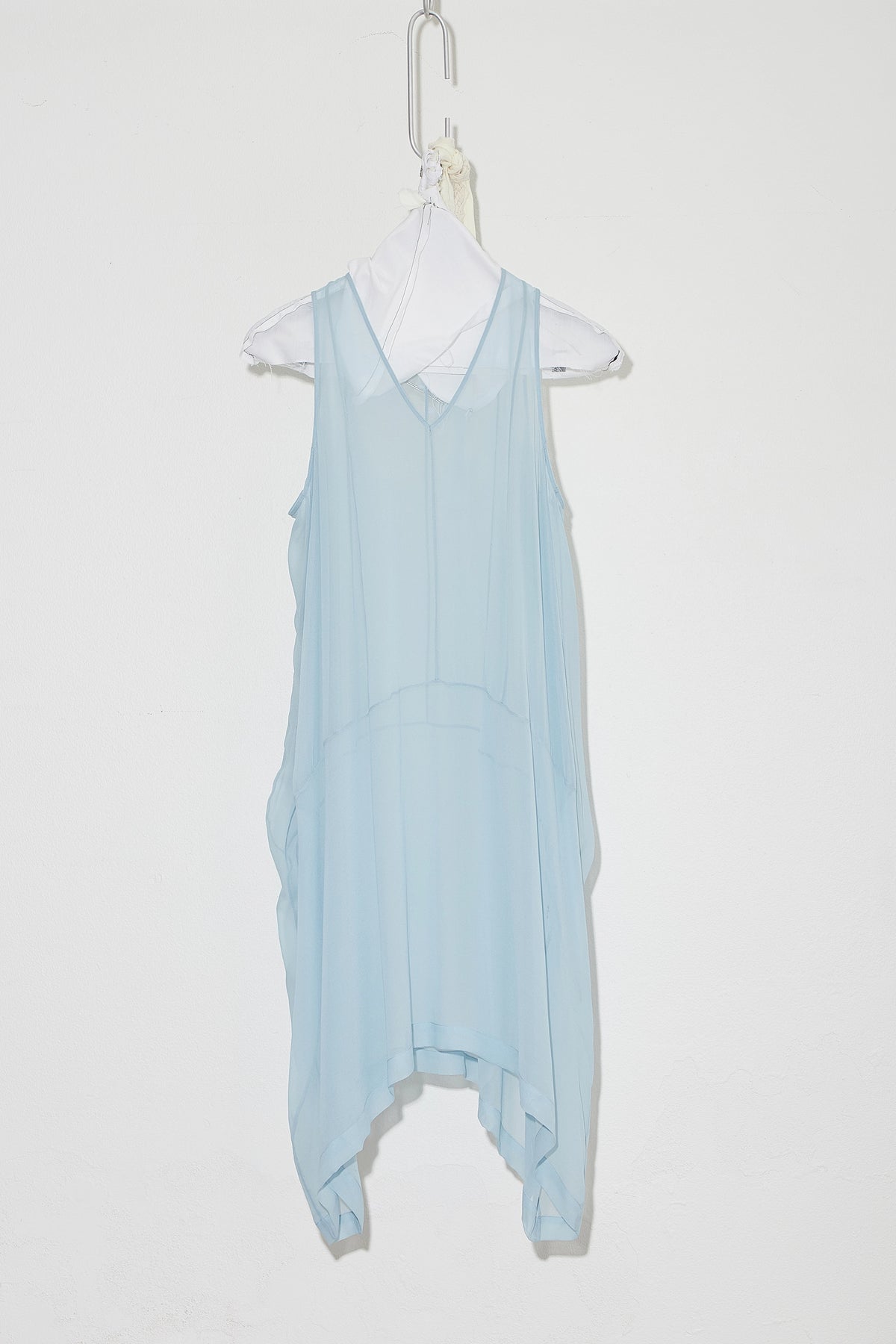 Panelled Silk Georgette Dress Blue