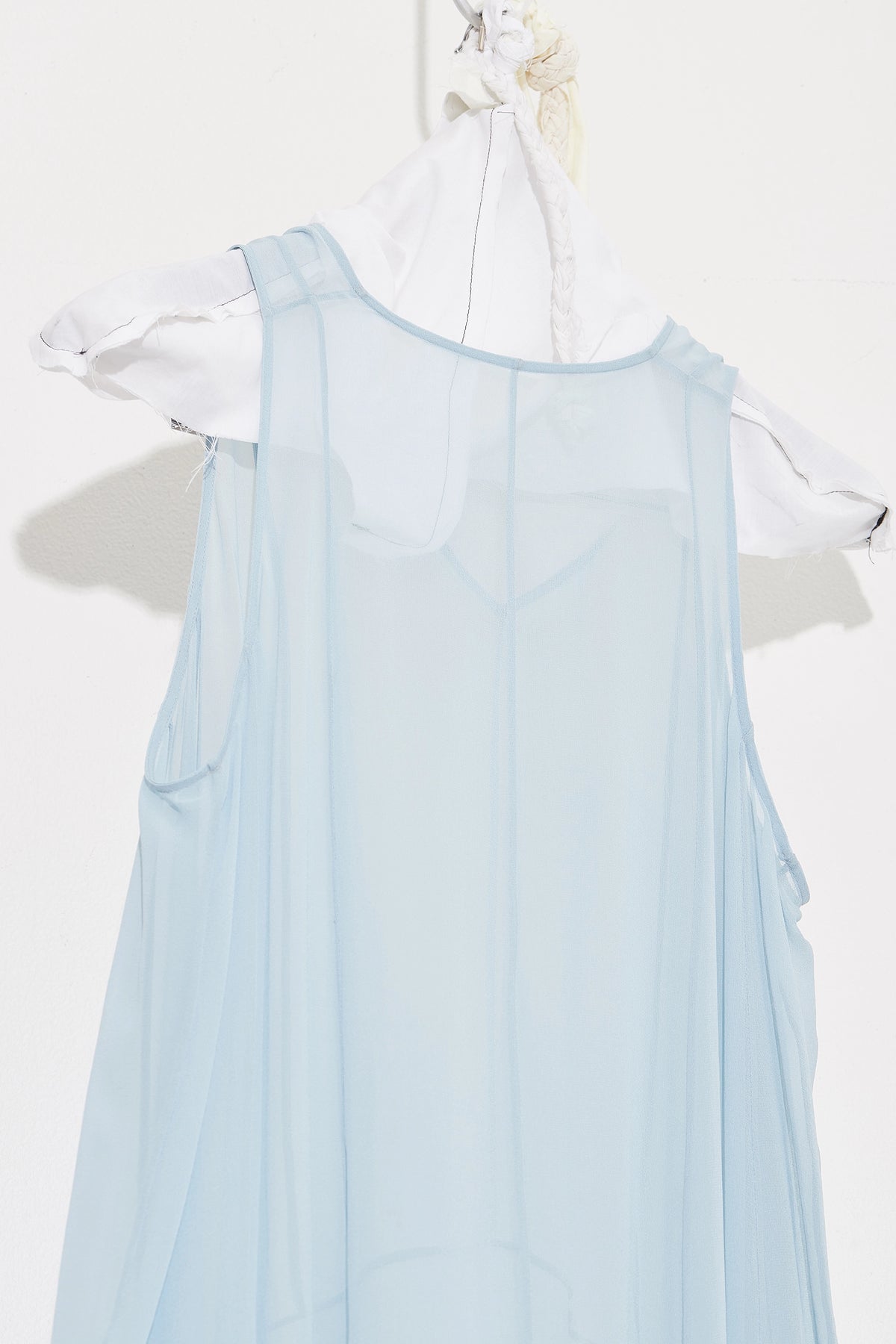Panelled Silk Georgette Dress Blue