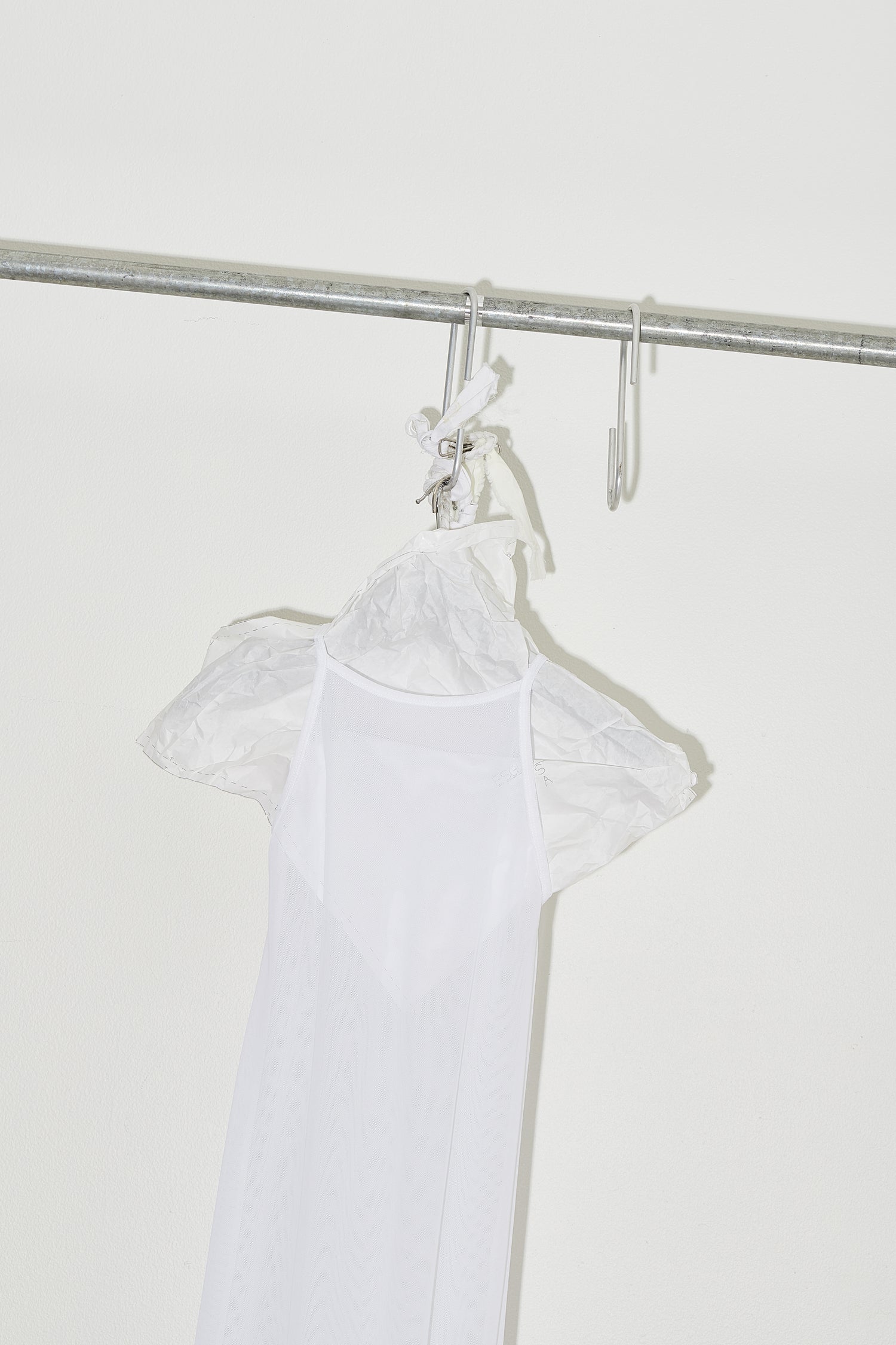 Chine Singlet Dress White Nylon Mesh