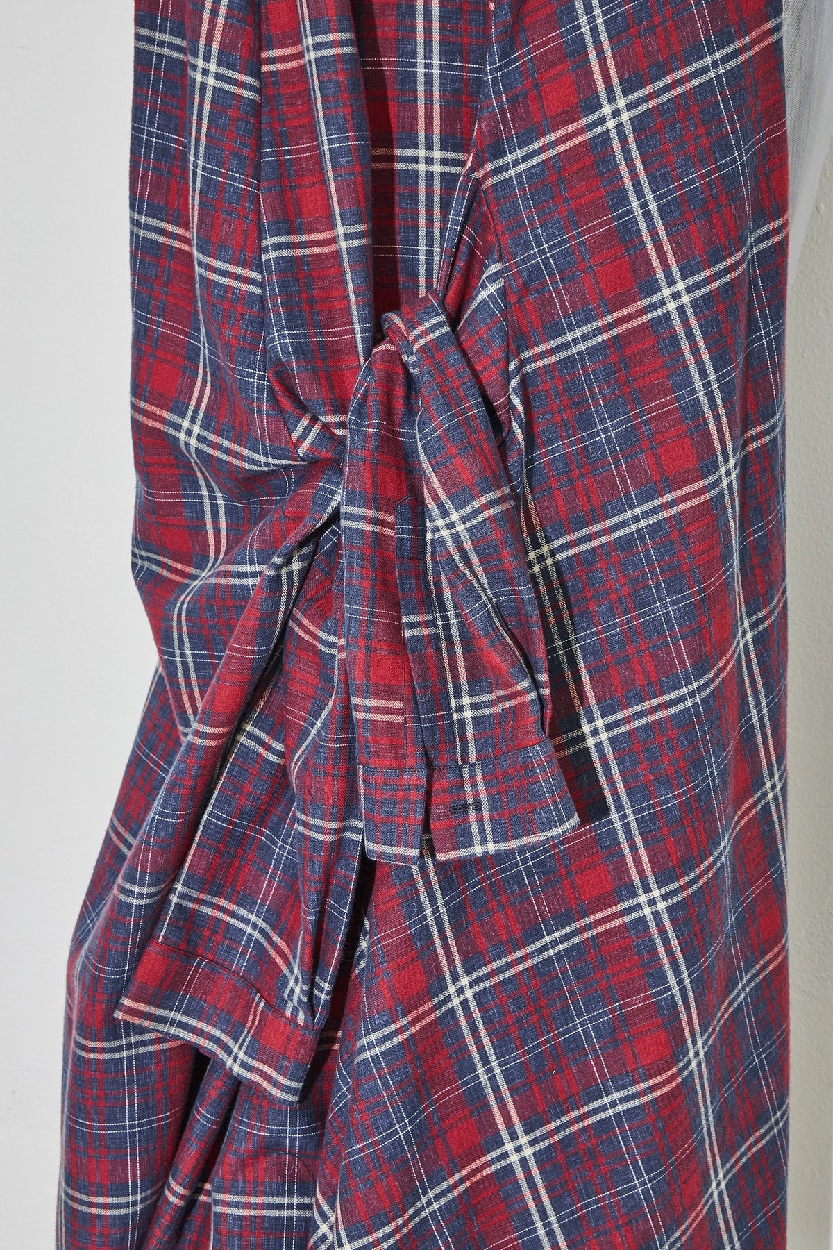 Dress With Sleeve Detail At Back Red/Navy Tartan