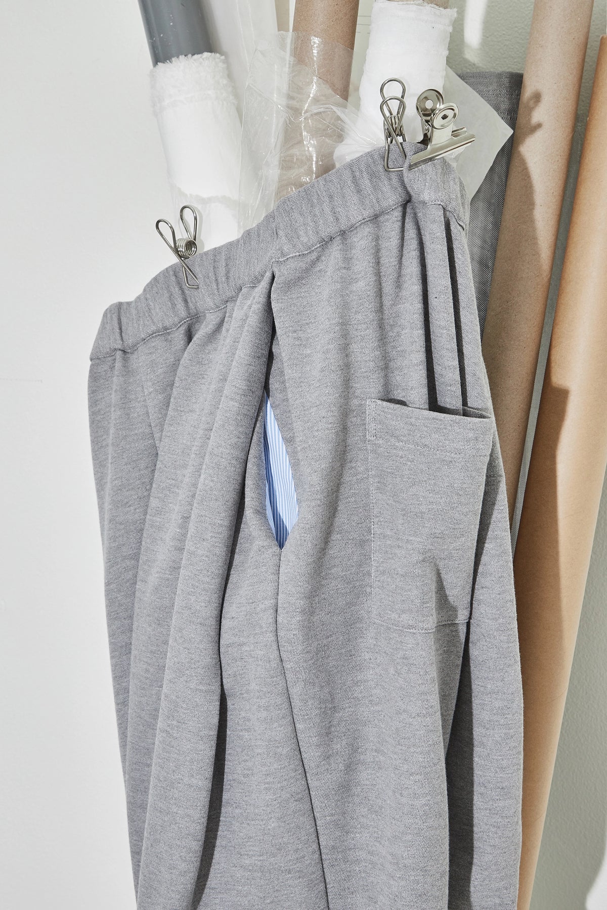 Pleated Wide Leg Pants Grey Marle