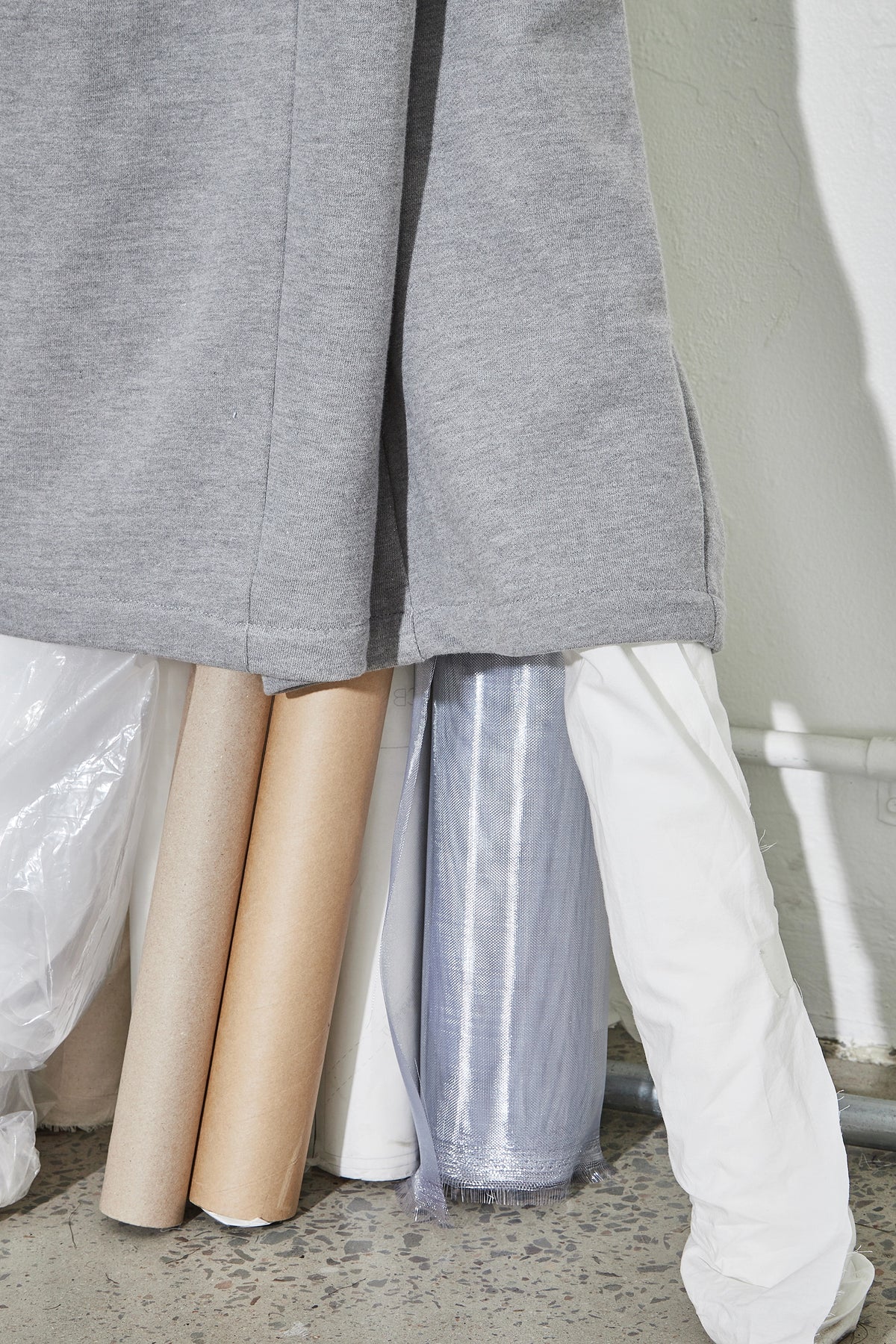 Pleated Wide Leg Pants Grey Marle