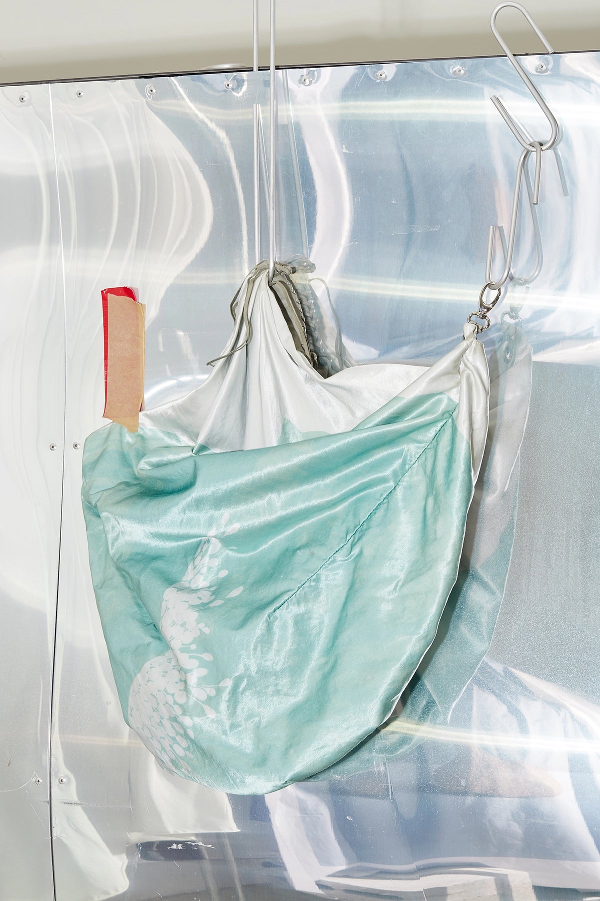 Satin printed shoulder bag