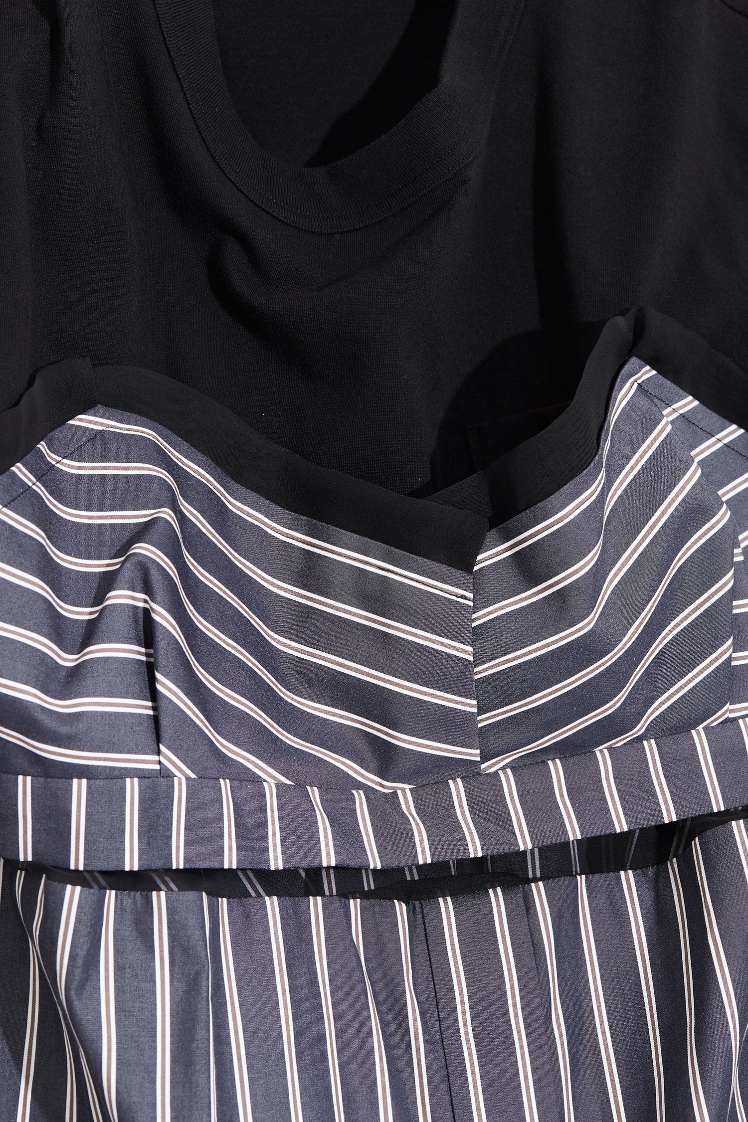 Sheer Stripe Contrast Panel T-shirt