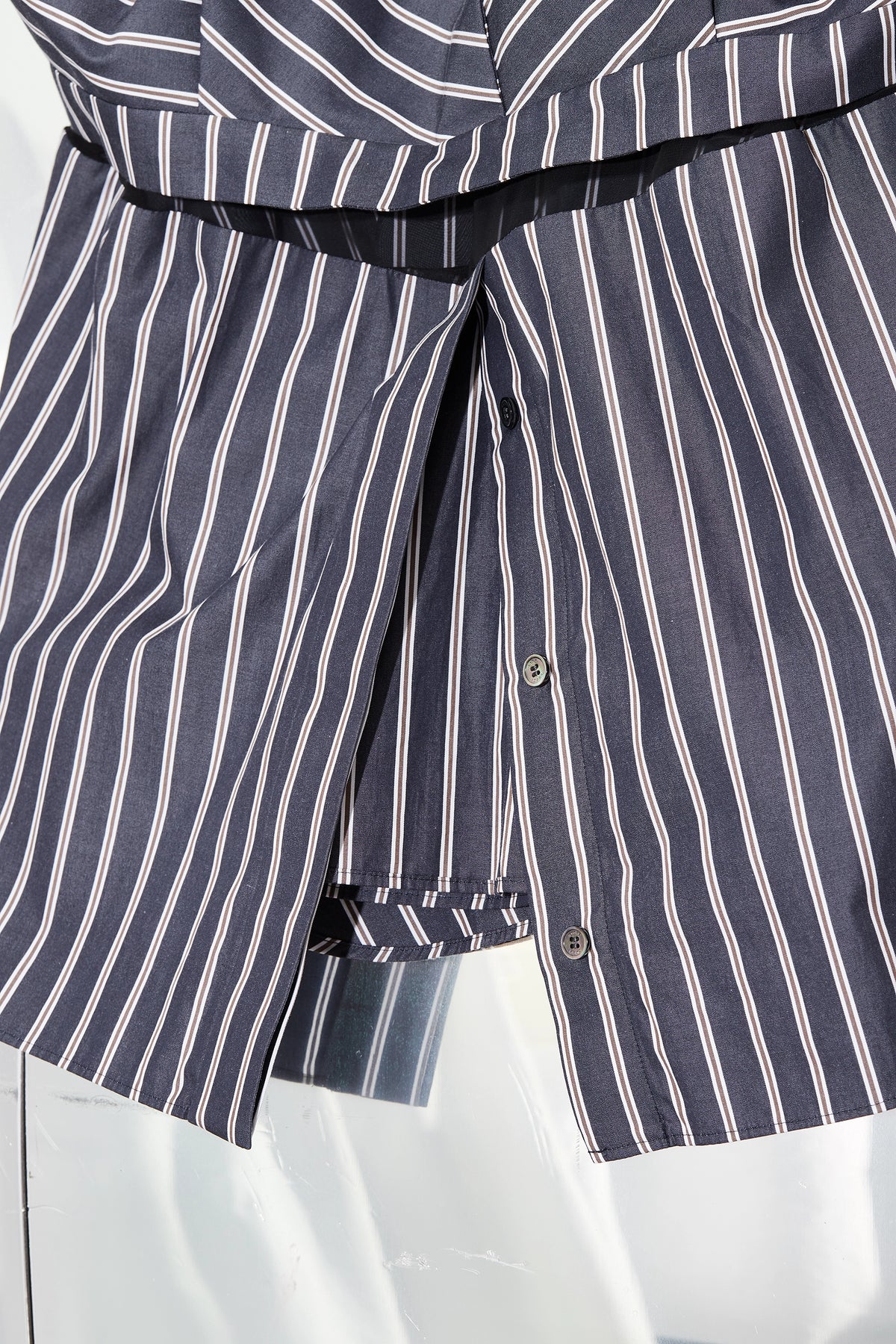 Sheer Stripe Contrast Panel T-shirt