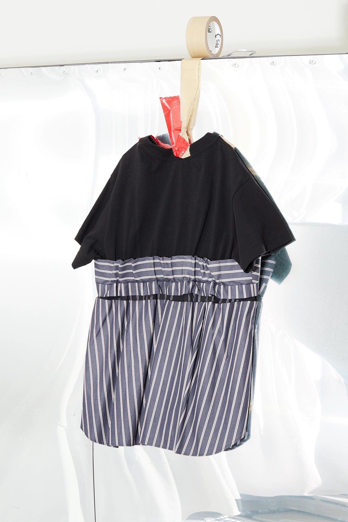 Sheer Stripe Contrast Panel T-shirt