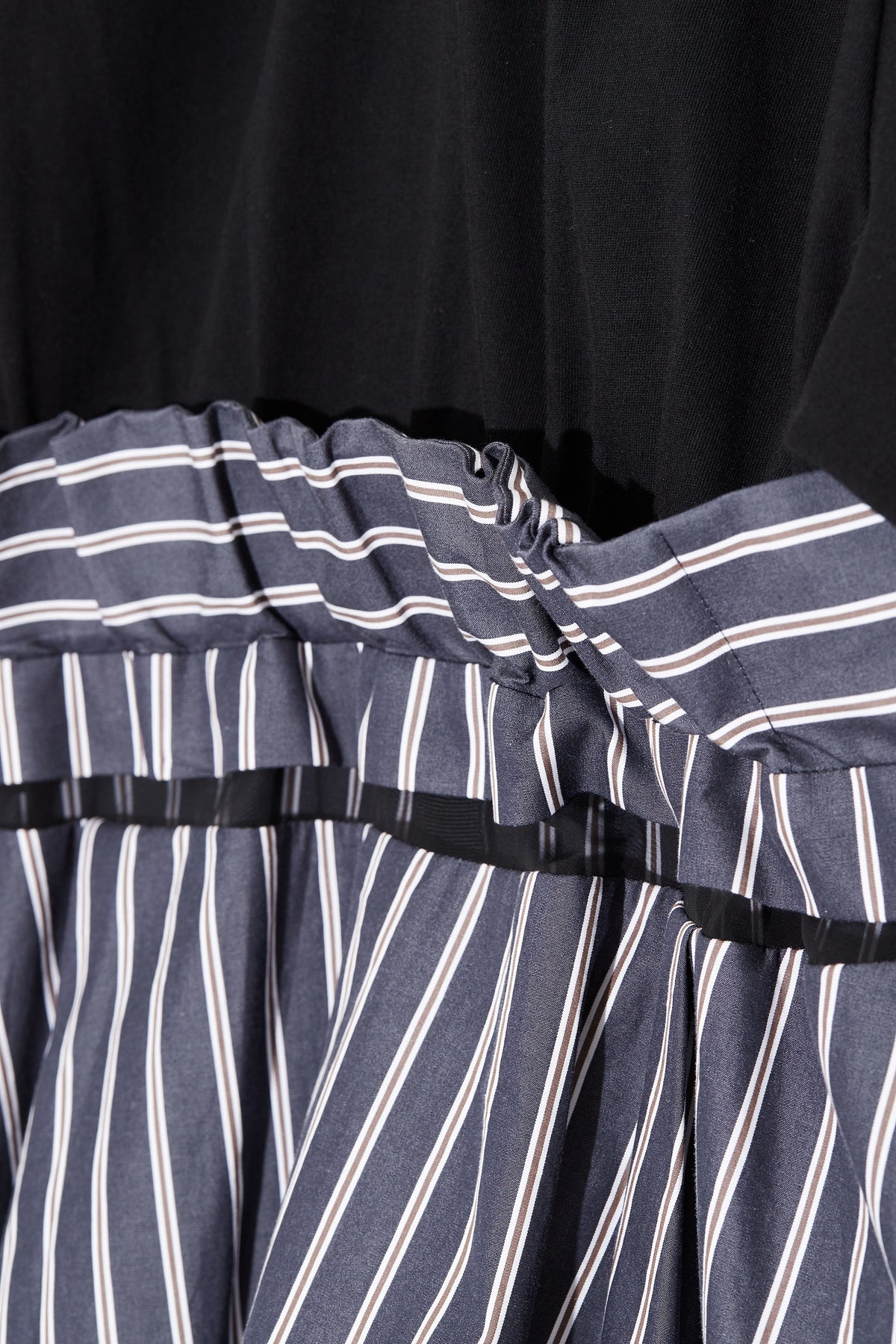 Sheer Stripe Contrast Panel T-shirt