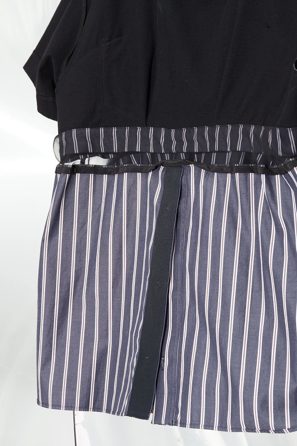 Sheer Stripe Contrast Panel T-shirt