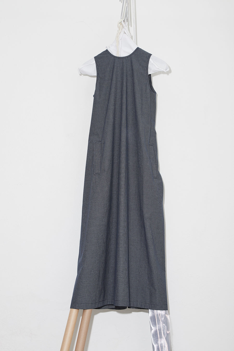 Dress With Sleeve Detail At Back Navy Check