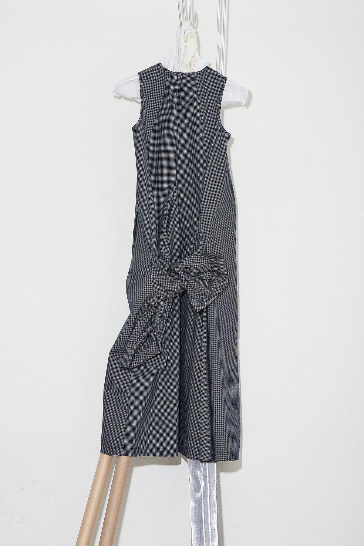 Dress With Sleeve Detail At Back Navy Check