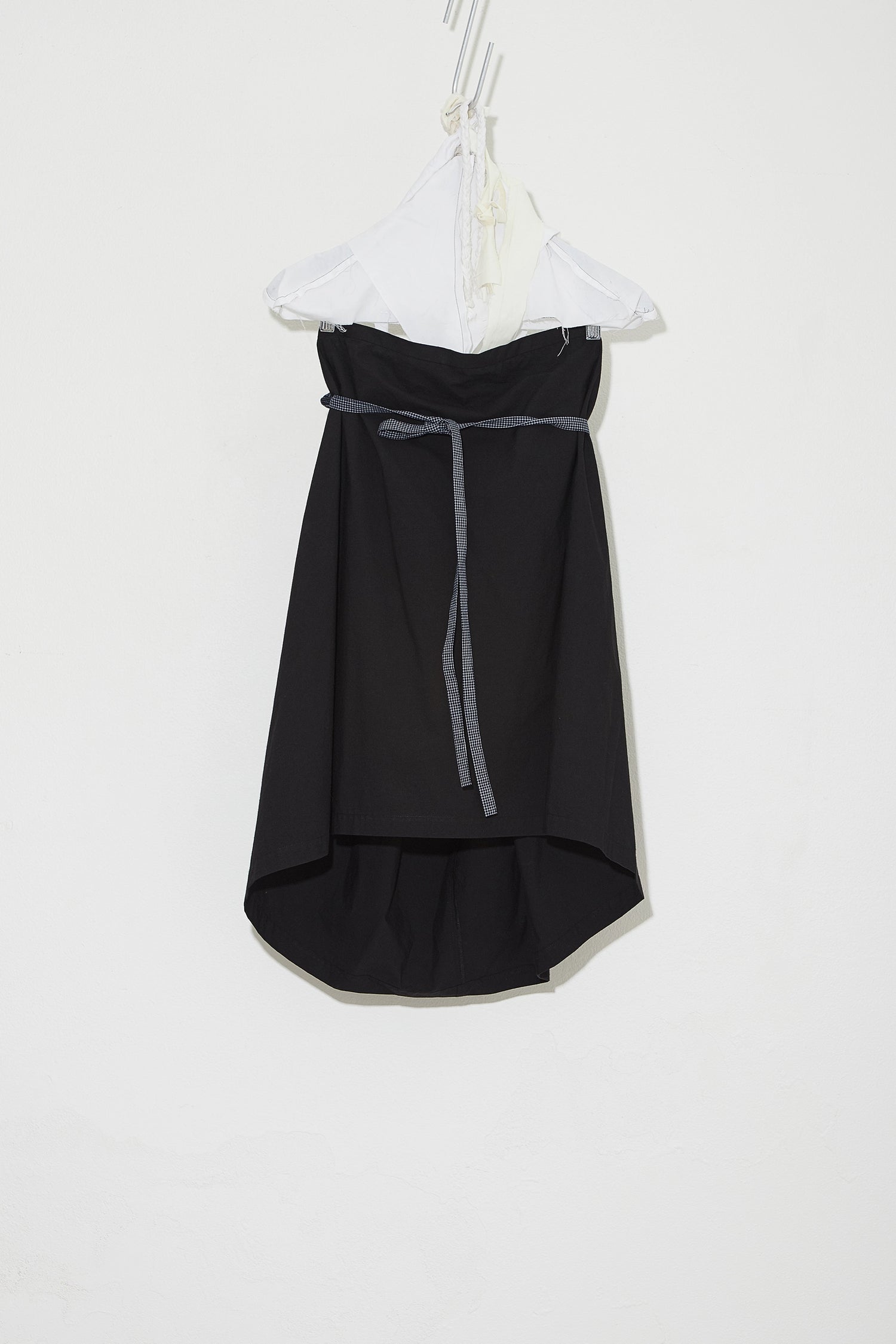 Mid length Bustle Skirt Black with Navy Check