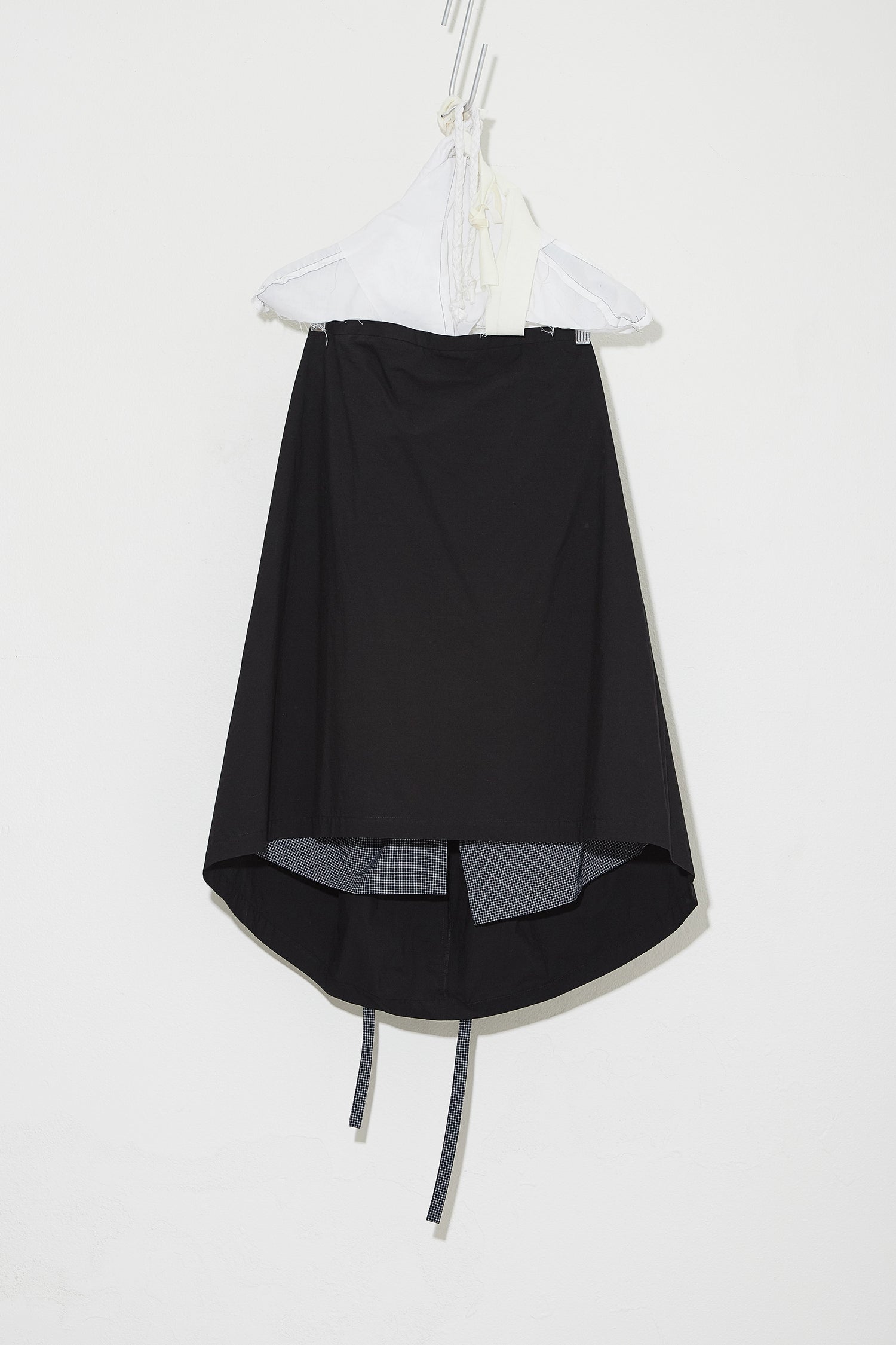 Mid length Bustle Skirt Black with Navy Check