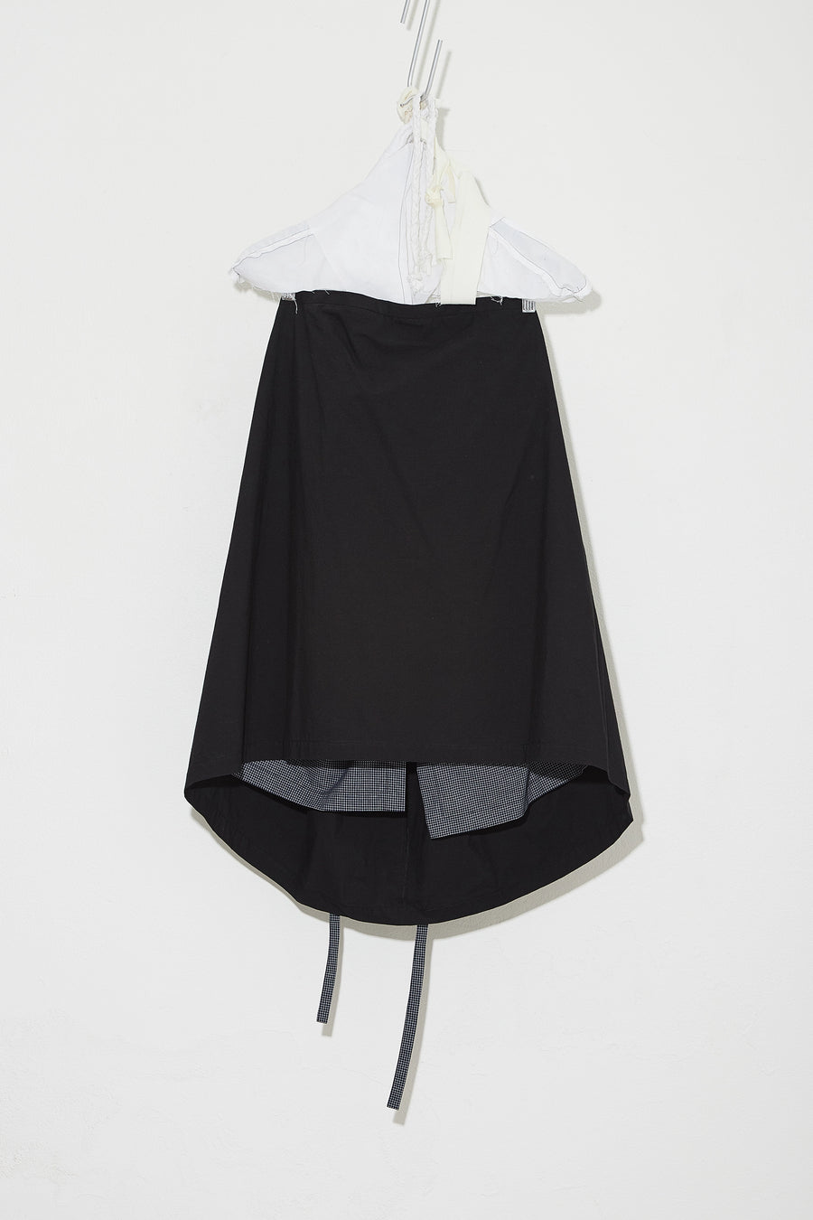 Mid length Bustle Skirt Black with Navy Check