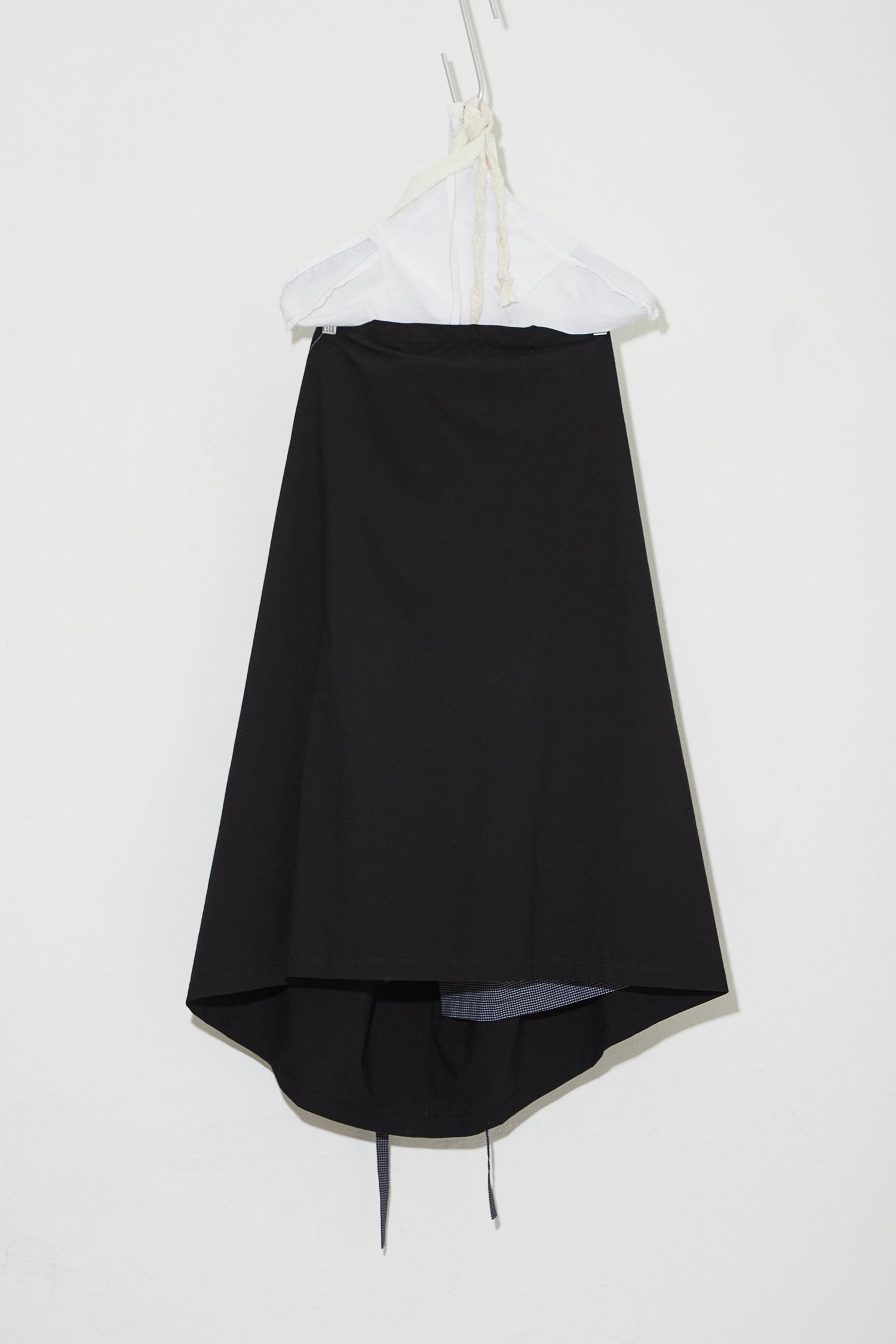 Full length Bustle Skirt Black with Navy Check