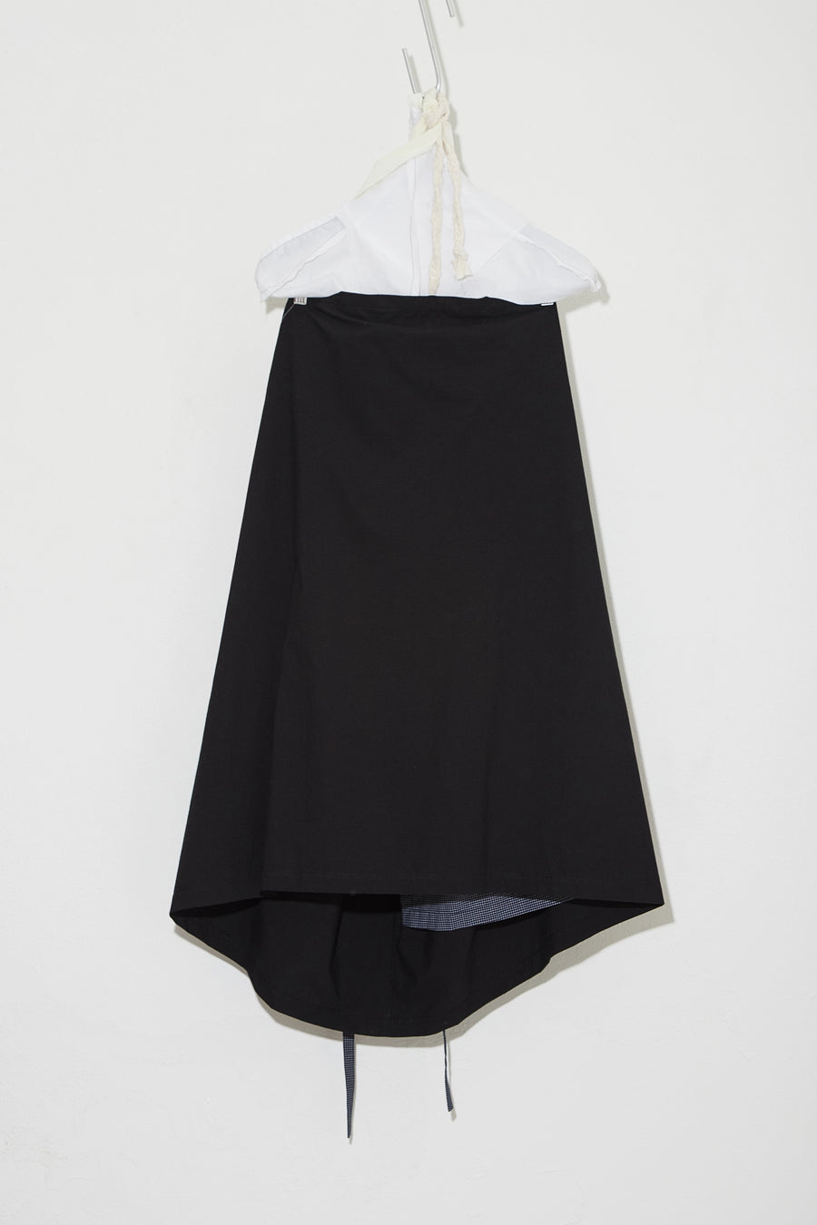 Full length Bustle Skirt Black with Navy Check