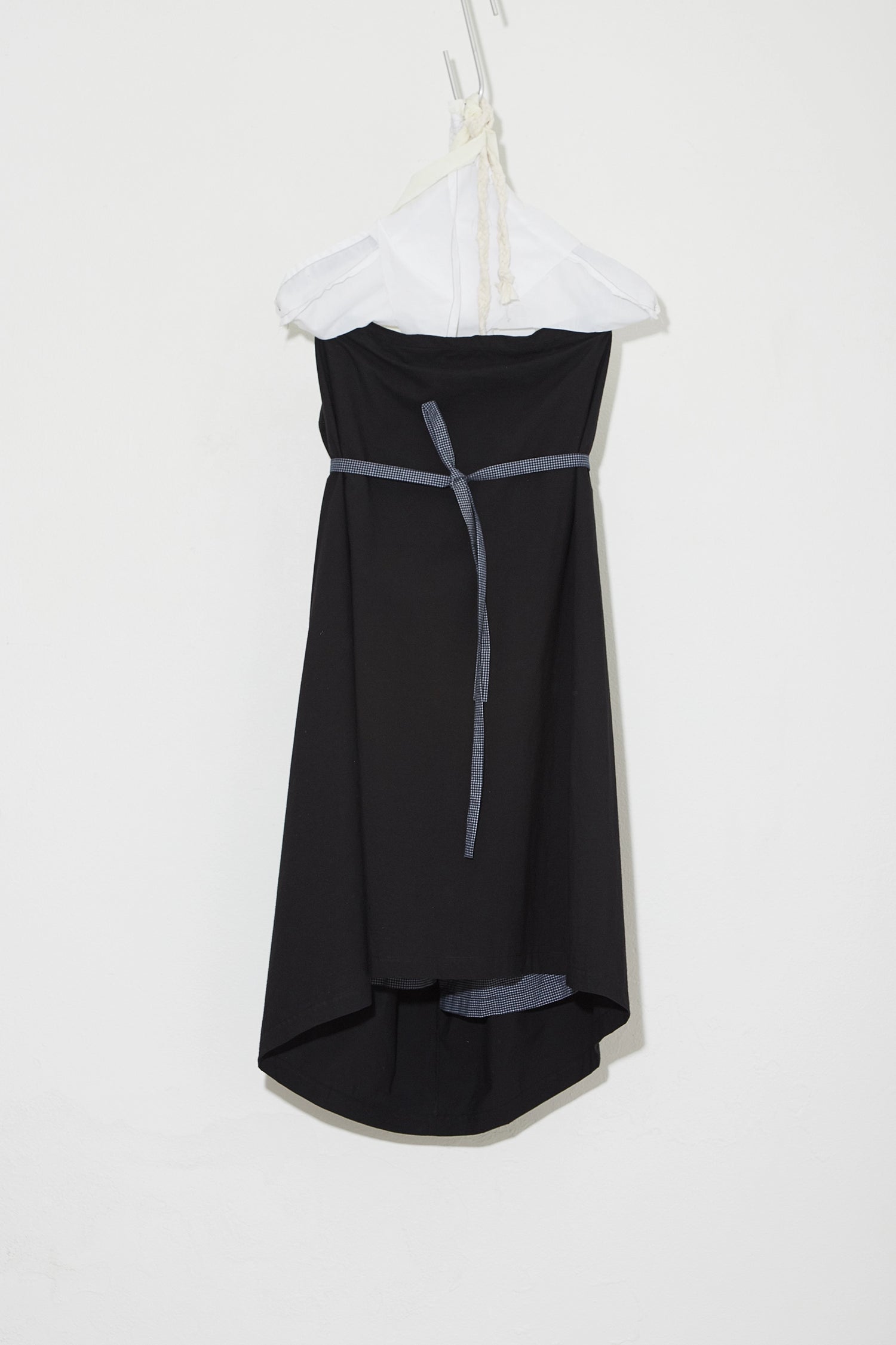 Full length Bustle Skirt Black with Navy Check