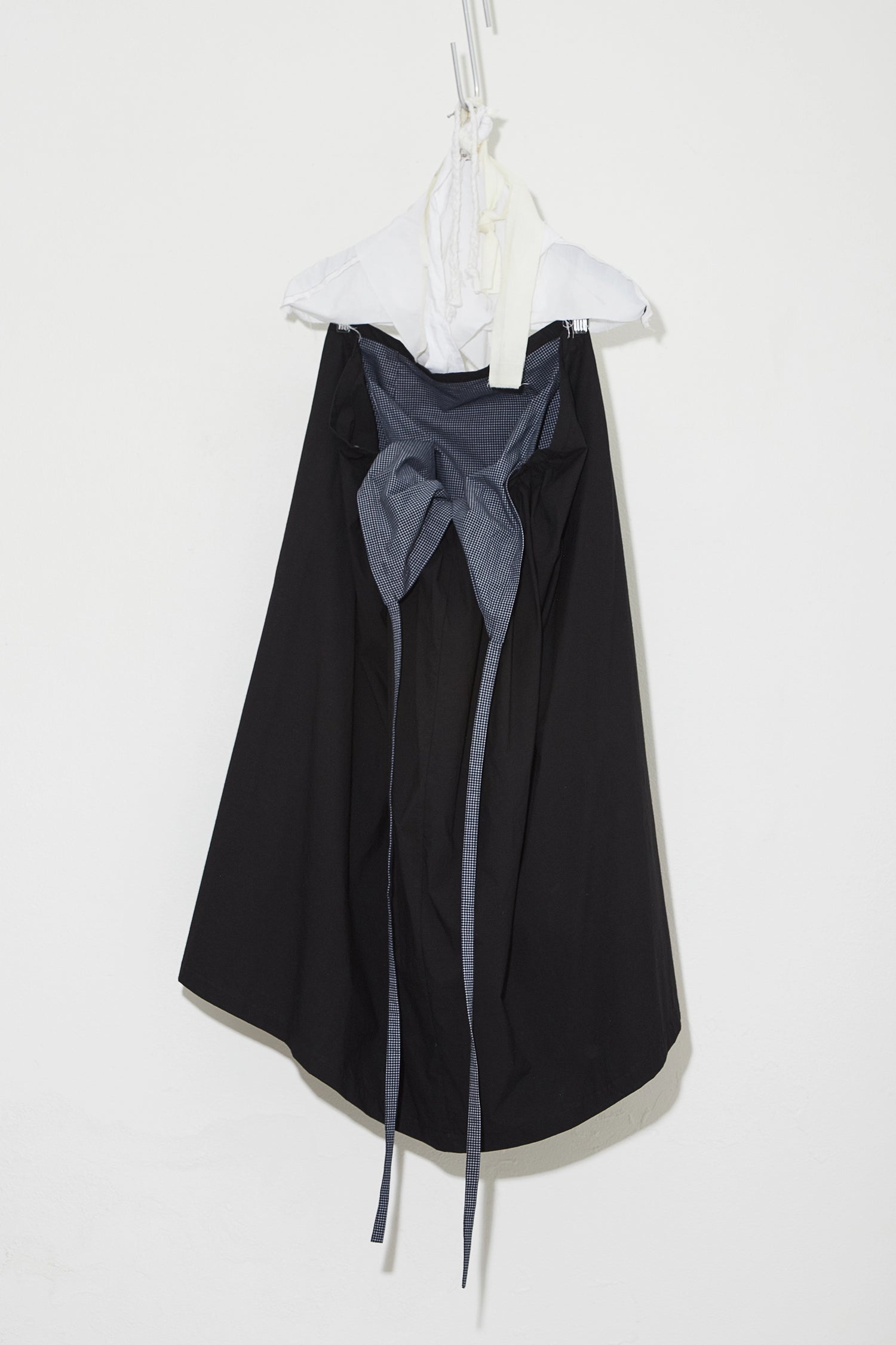 Full length Bustle Skirt Black with Navy Check