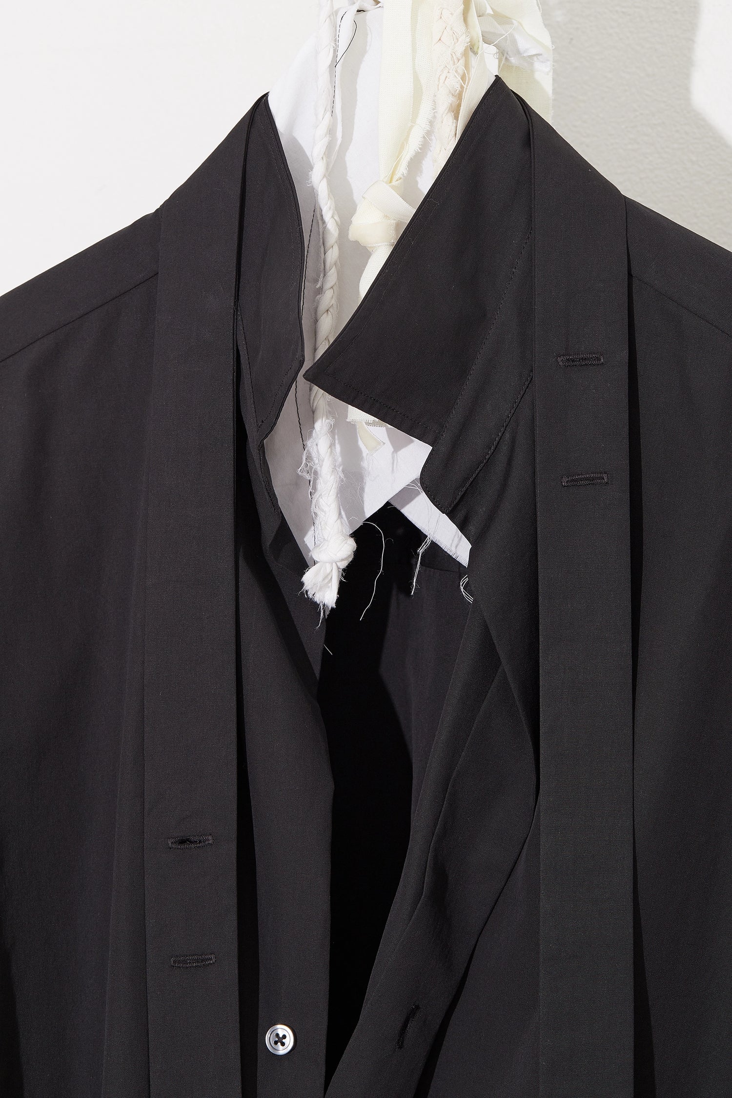 Oversized Collared Shirt with Tie in Black