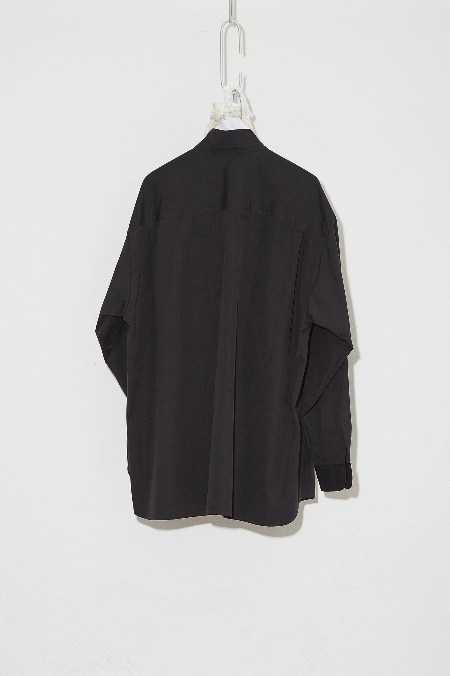 Oversized Collared Shirt with Tie in Black