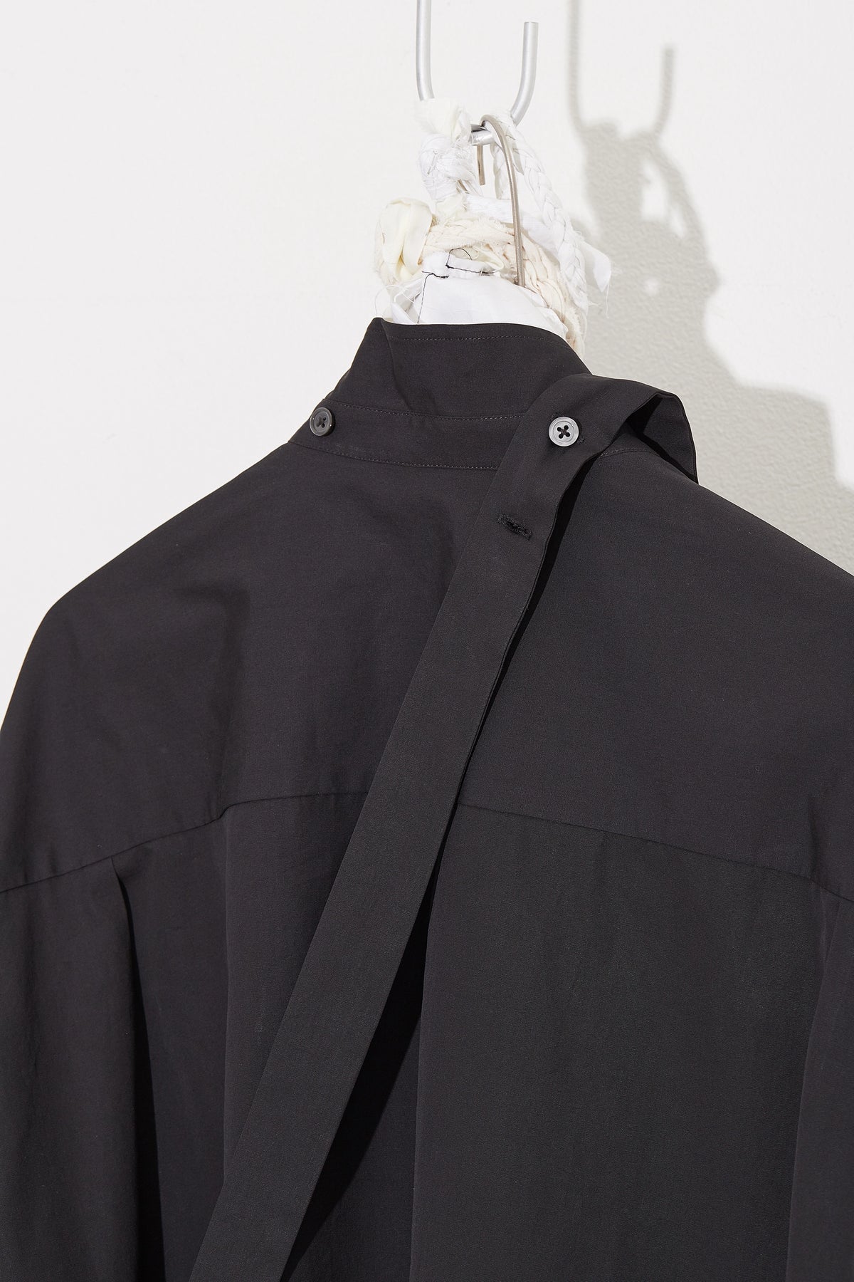 Oversized Collared Shirt with Tie in Black
