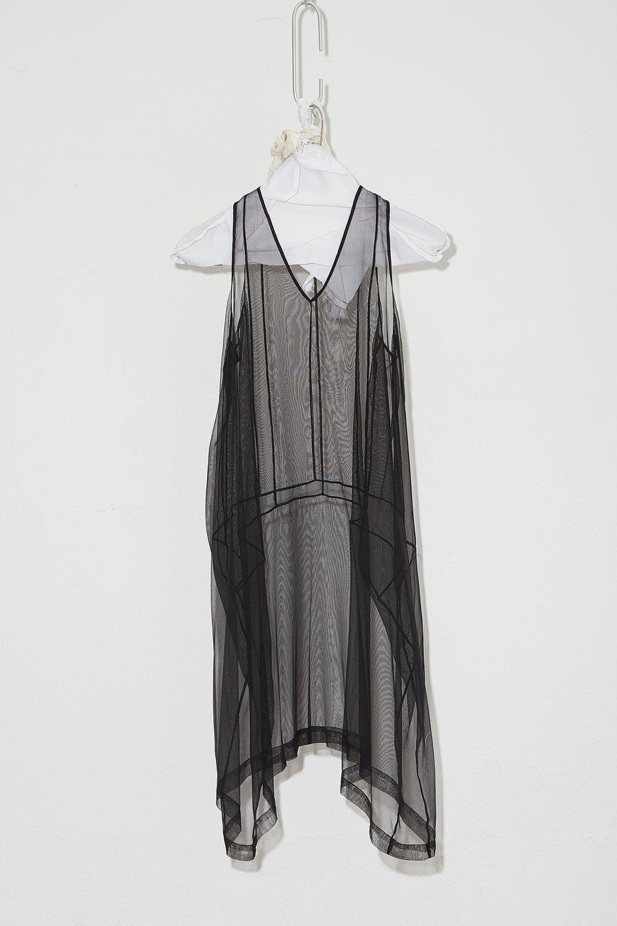 Panelled Silk Mesh Dress Black