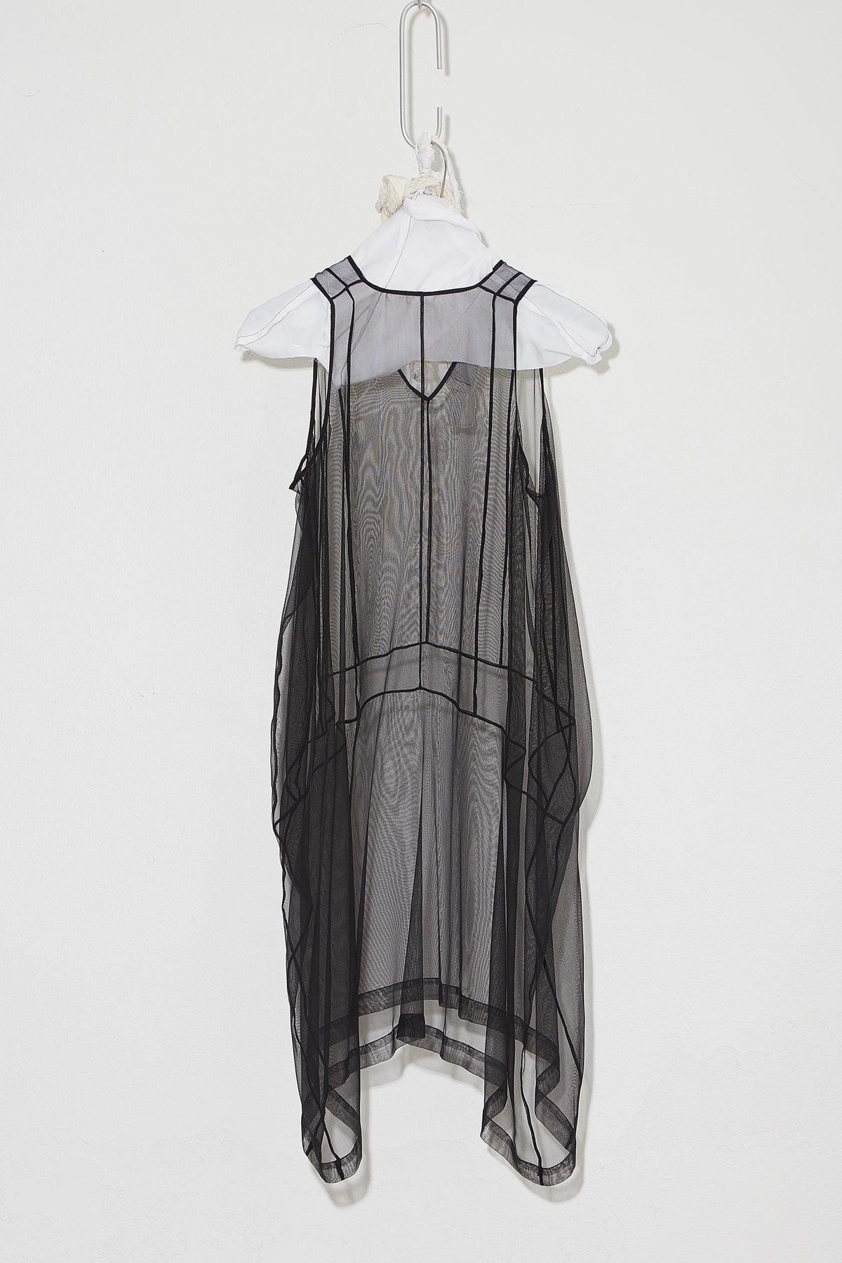 Panelled Silk Mesh Dress Black