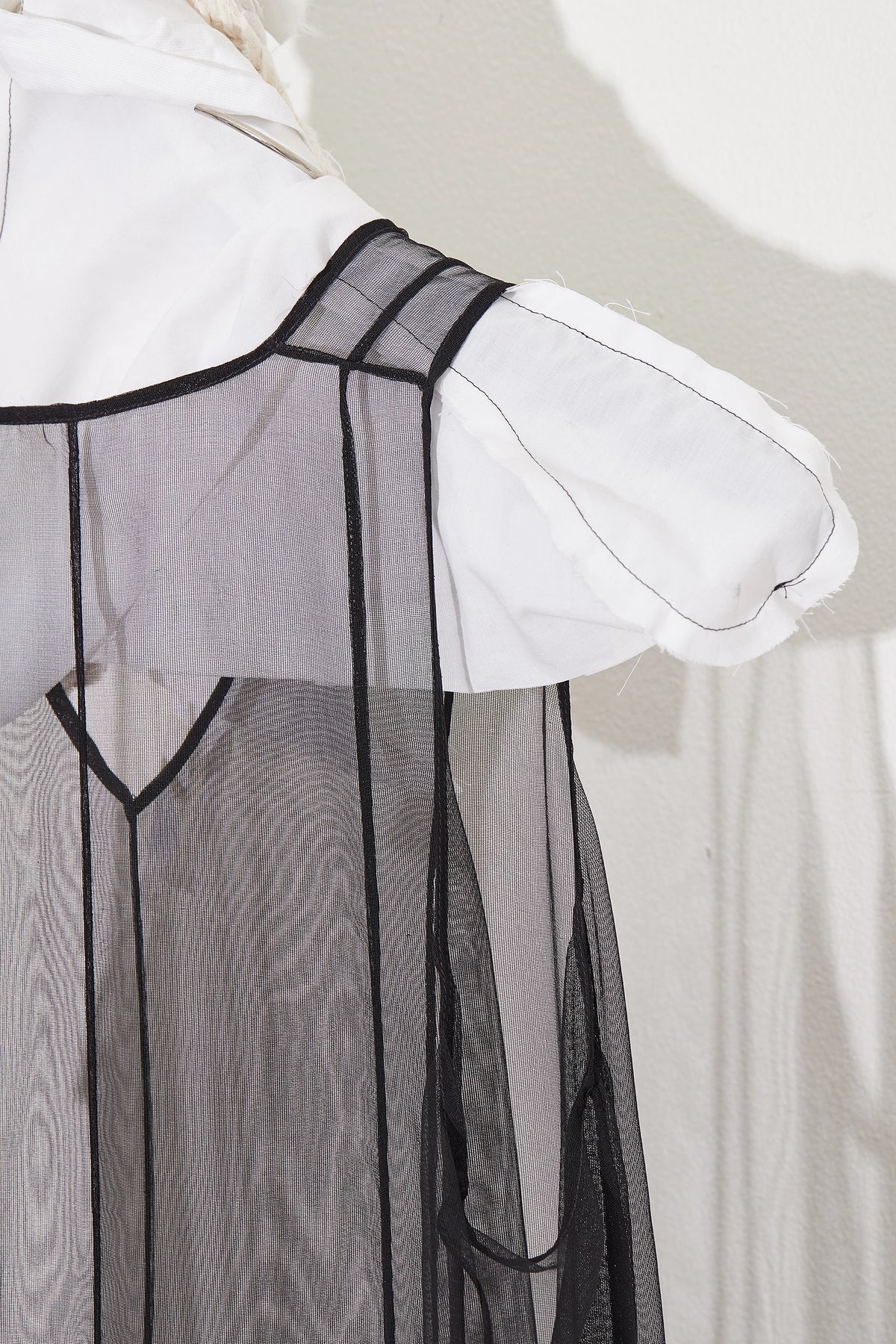 Panelled Silk Mesh Dress Black