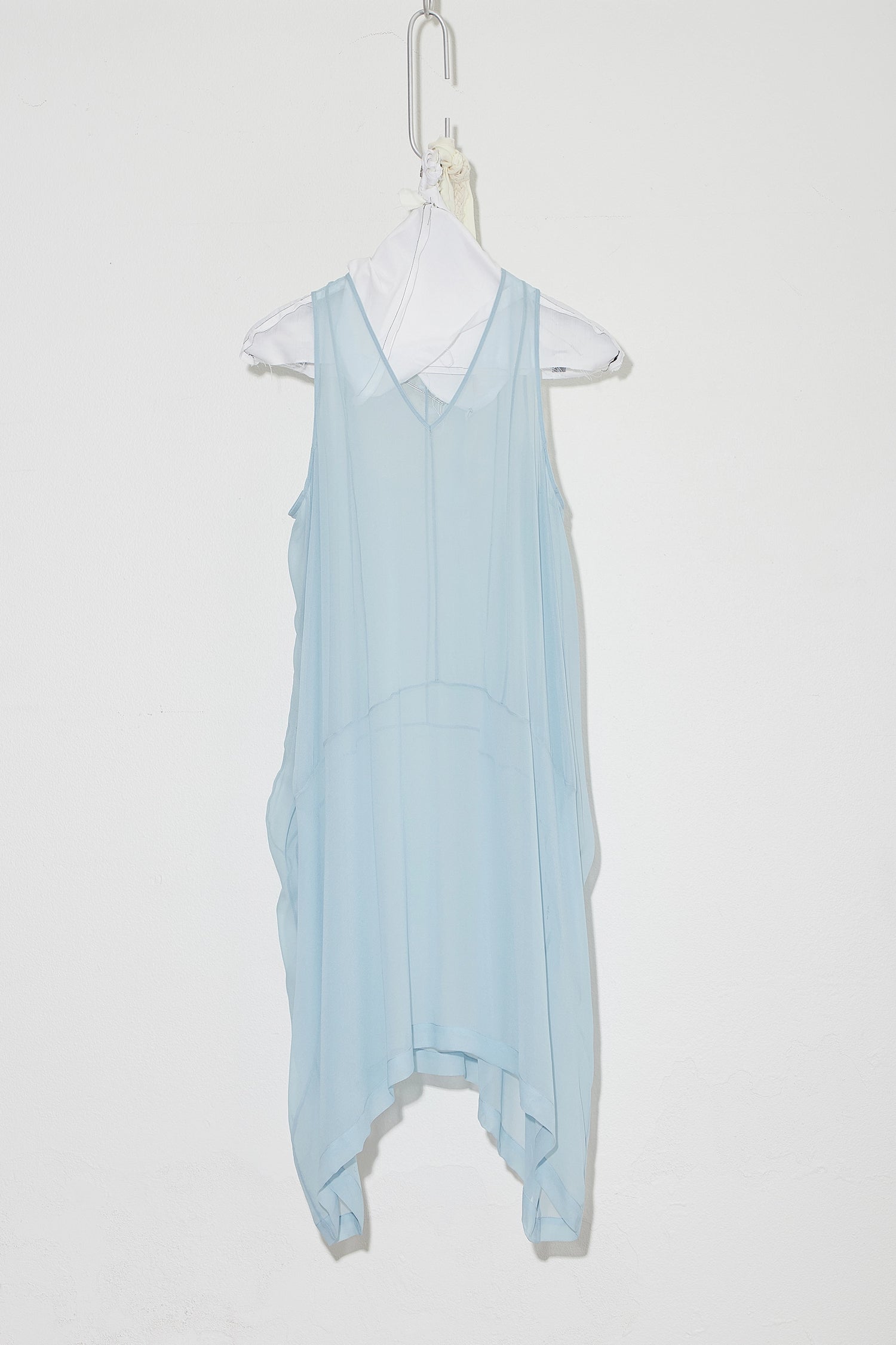 Panelled Silk Georgette Dress Blue