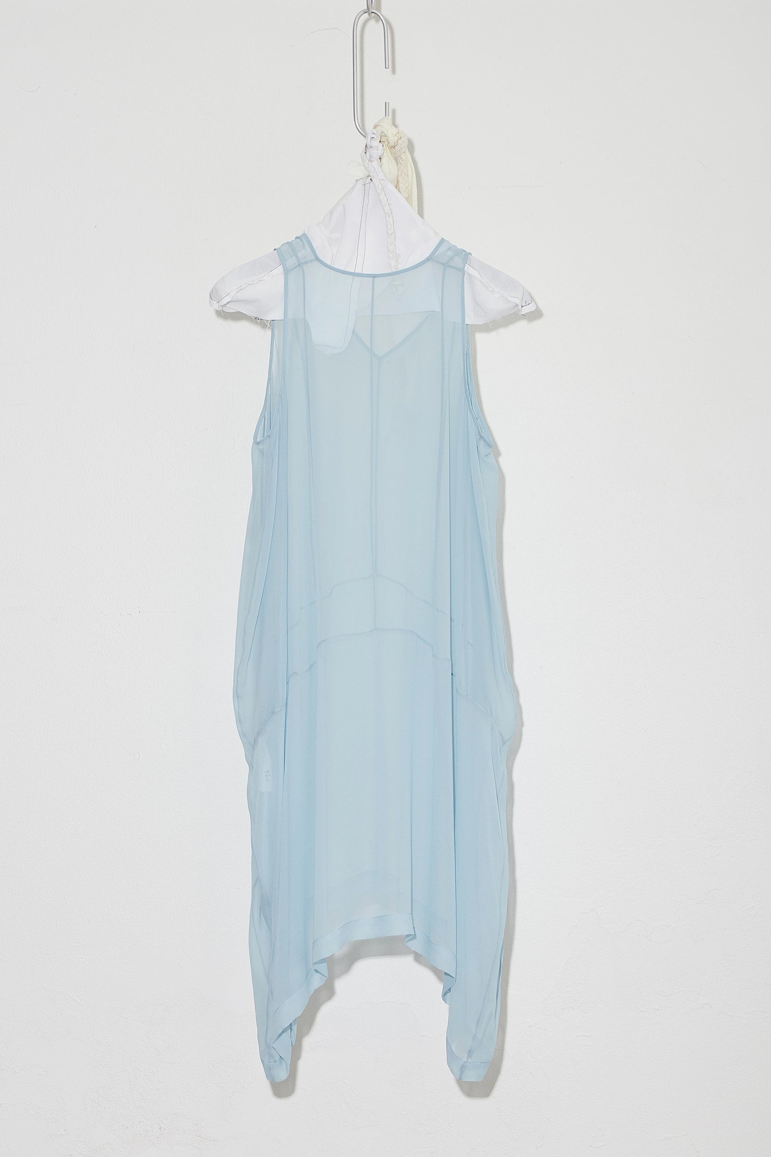 Panelled Silk Georgette Dress Blue