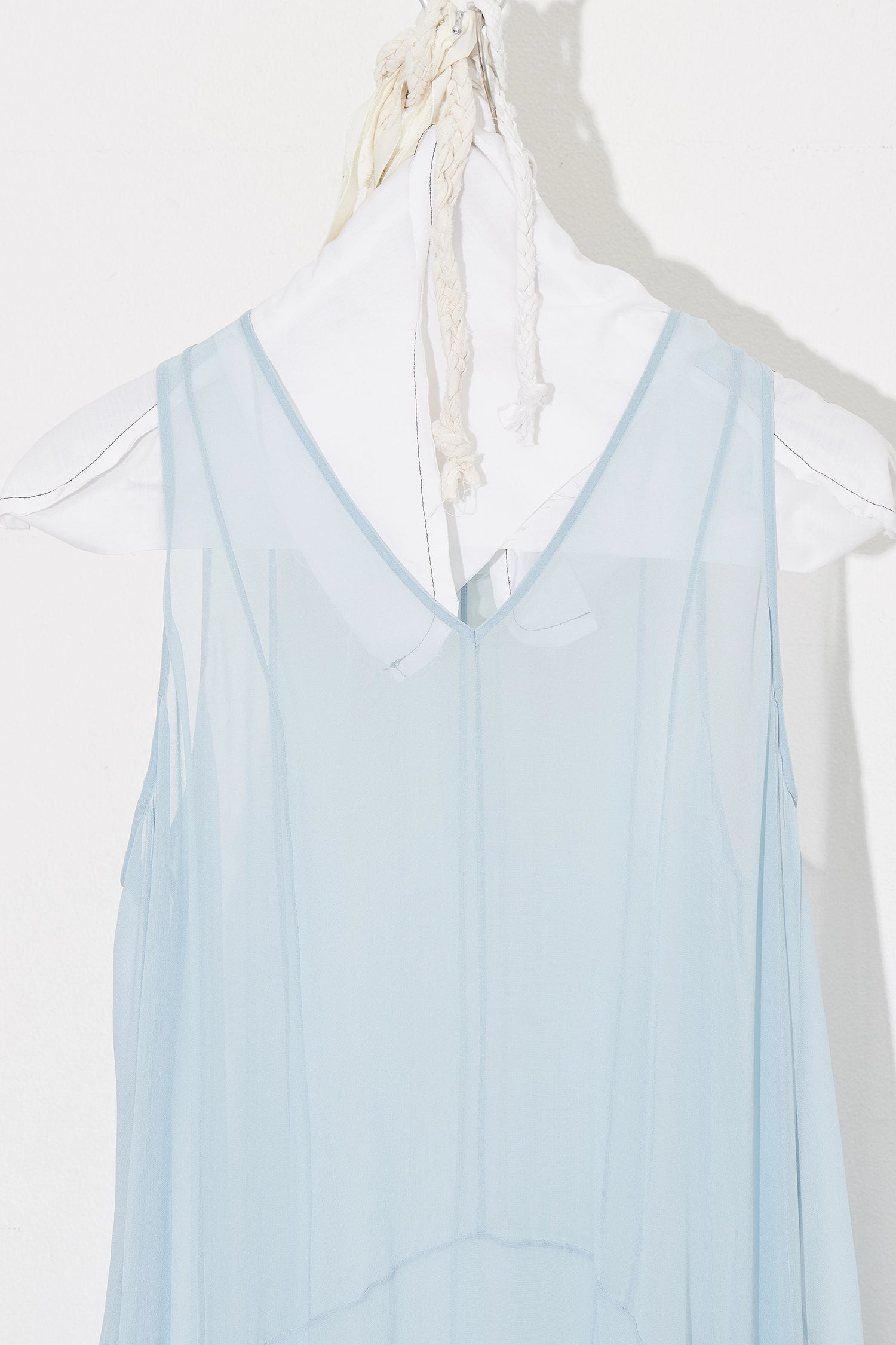 Panelled Silk Georgette Dress Blue
