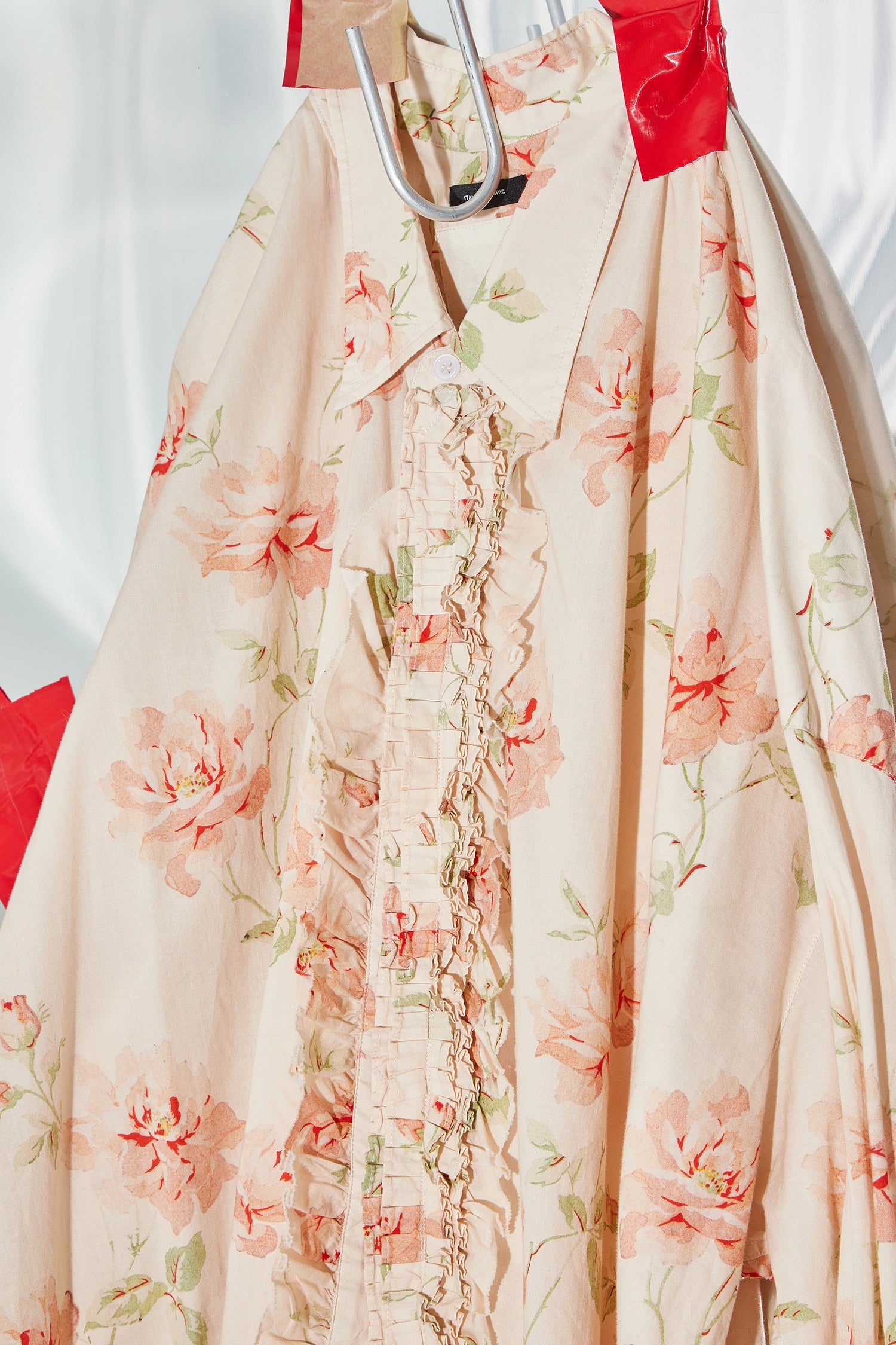 Floral printed oversized tuxedo shirt