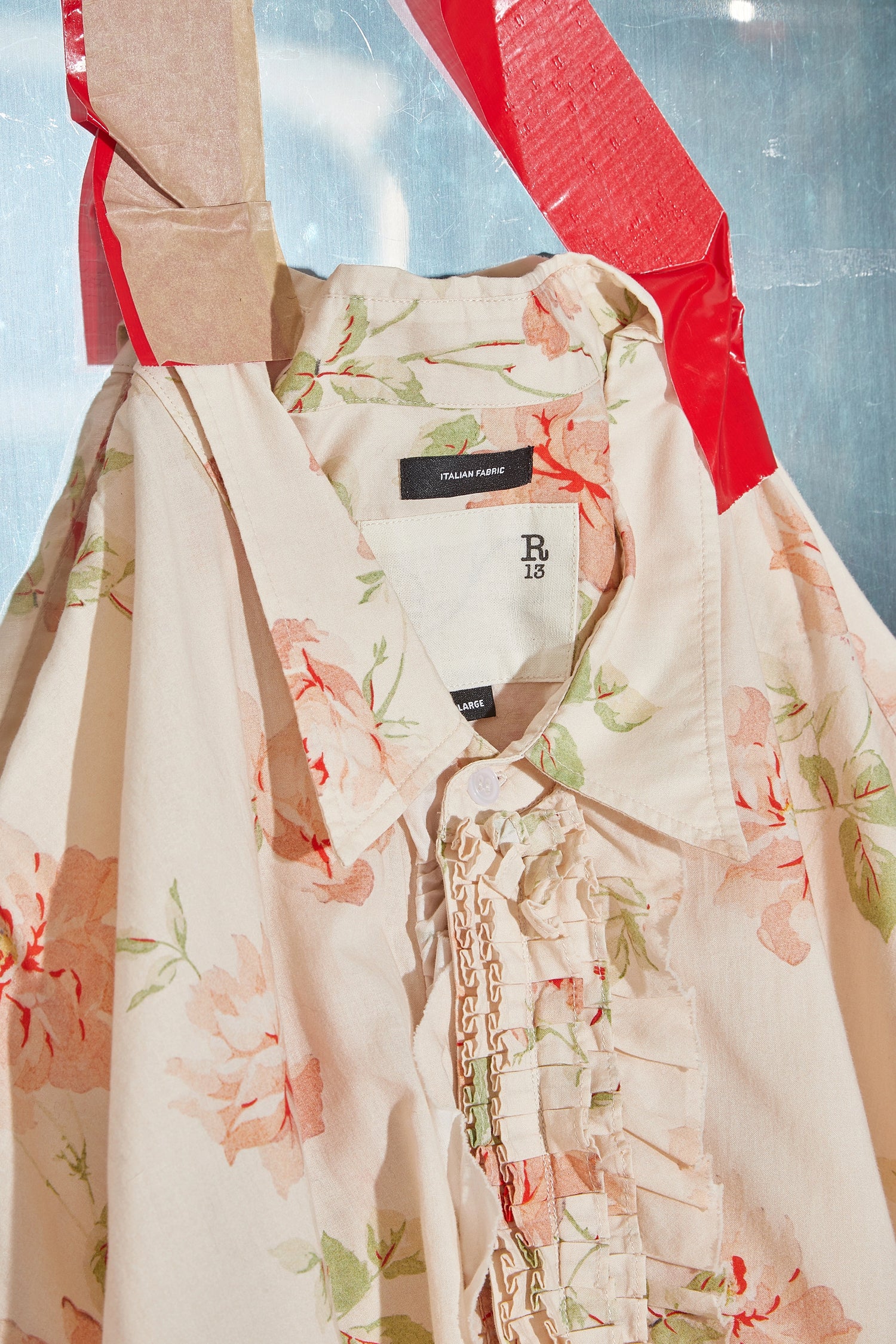 Floral printed oversized tuxedo shirt