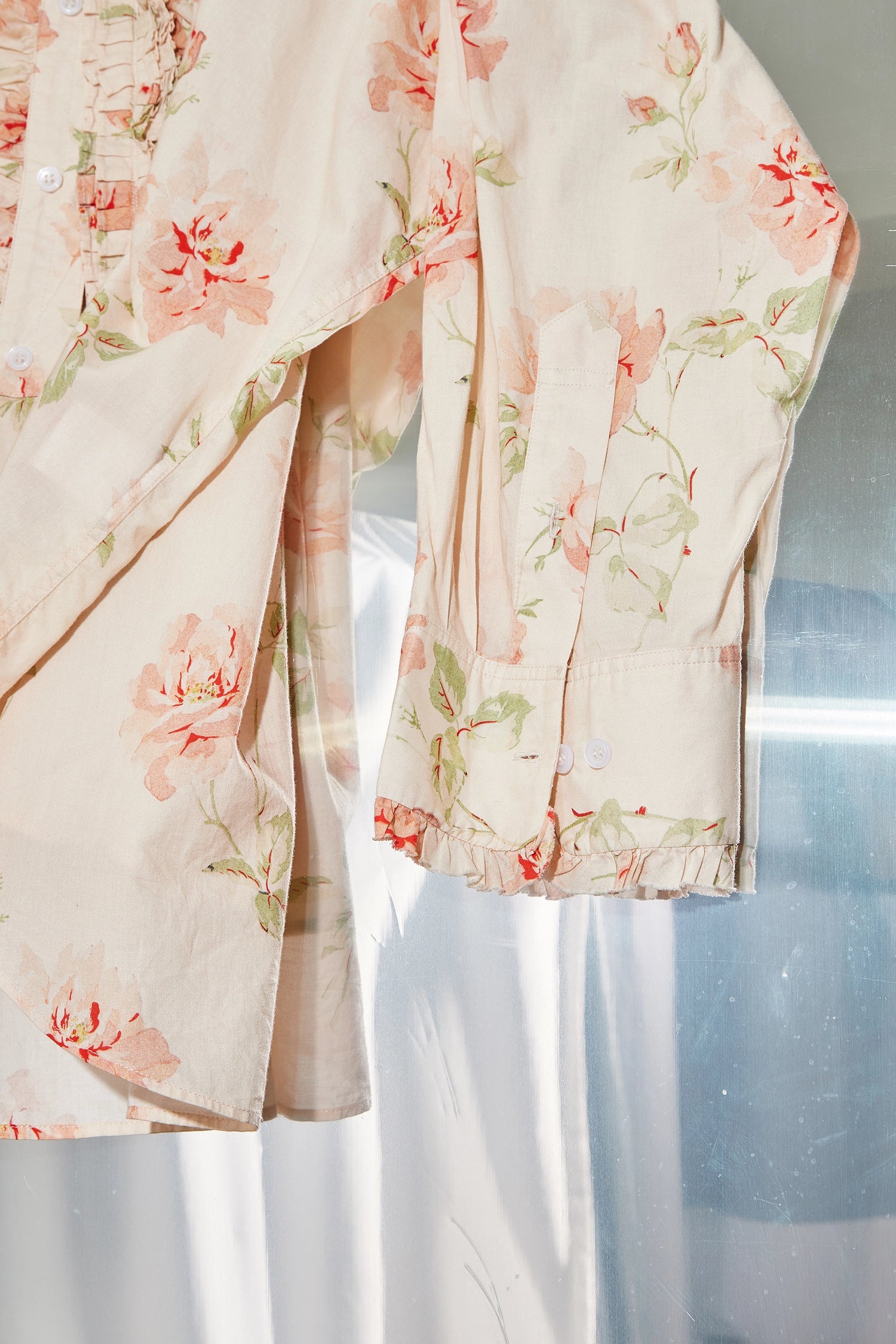 Floral printed oversized tuxedo shirt