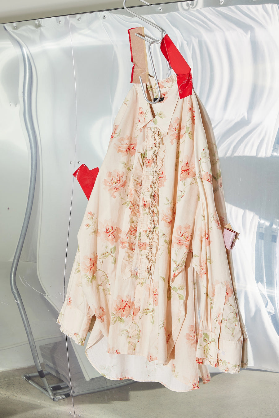 Floral printed oversized tuxedo shirt