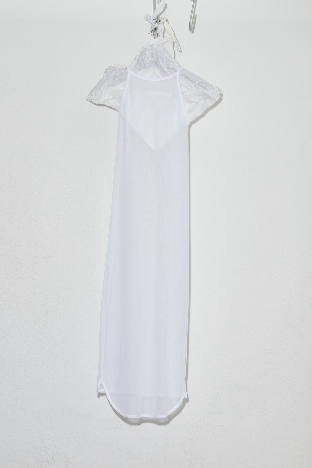 Chine Singlet Dress White Nylon Mesh
